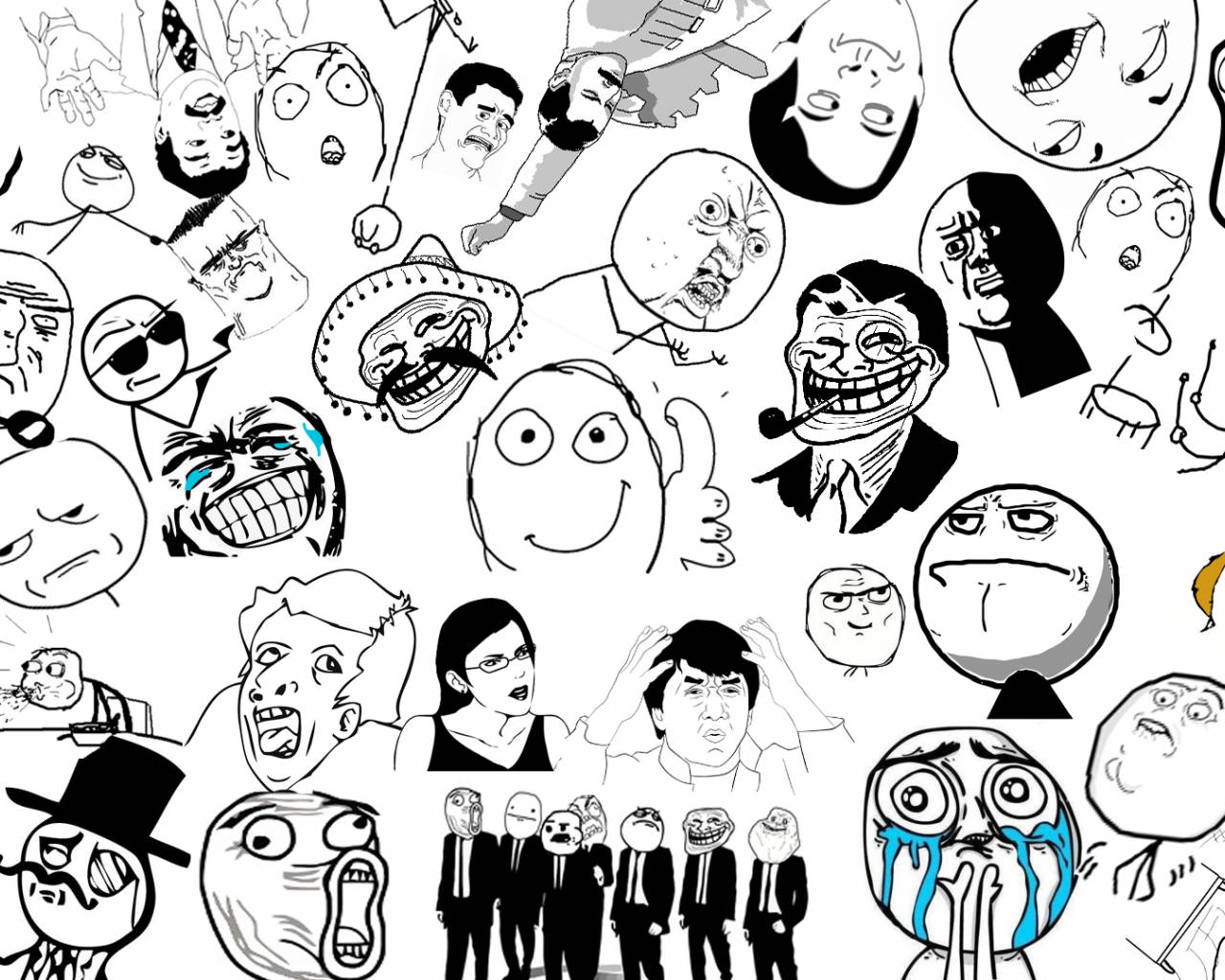 Meme Faces, black and white, collage, HD Desktop Wallpaper
