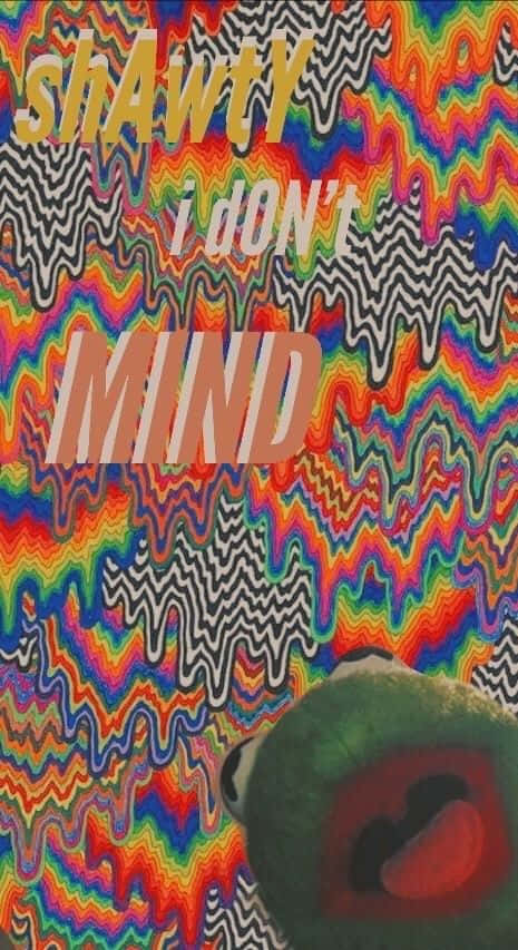 iPhone, psychedelic rainbow wave pattern, bold text, SD Phone Wallpaper