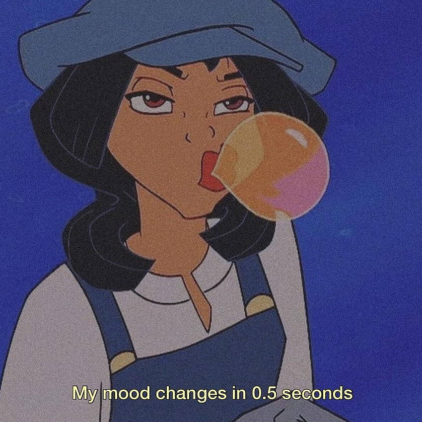 Bubble Pop Meme PFP, cartoon girl, dark hair, SD Desktop Wallpaper