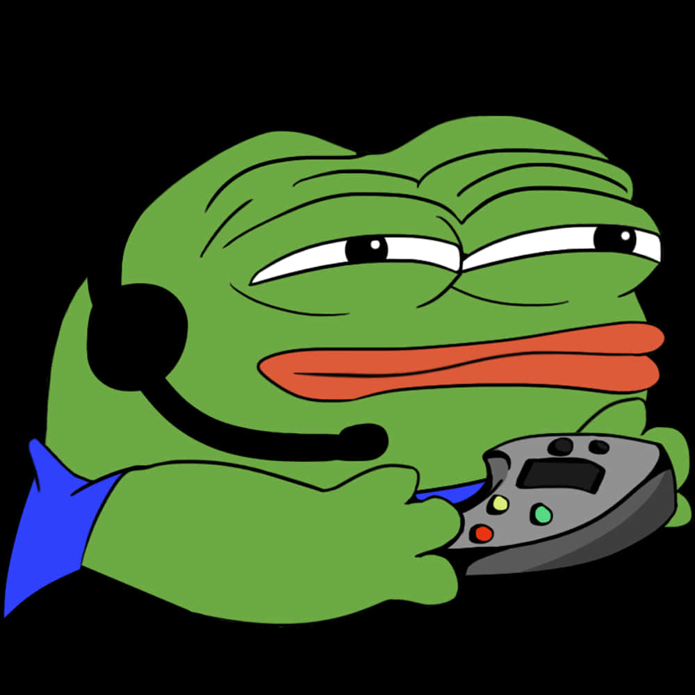 green cartoon frog, headset, game controller, SD Desktop Wallpaper
