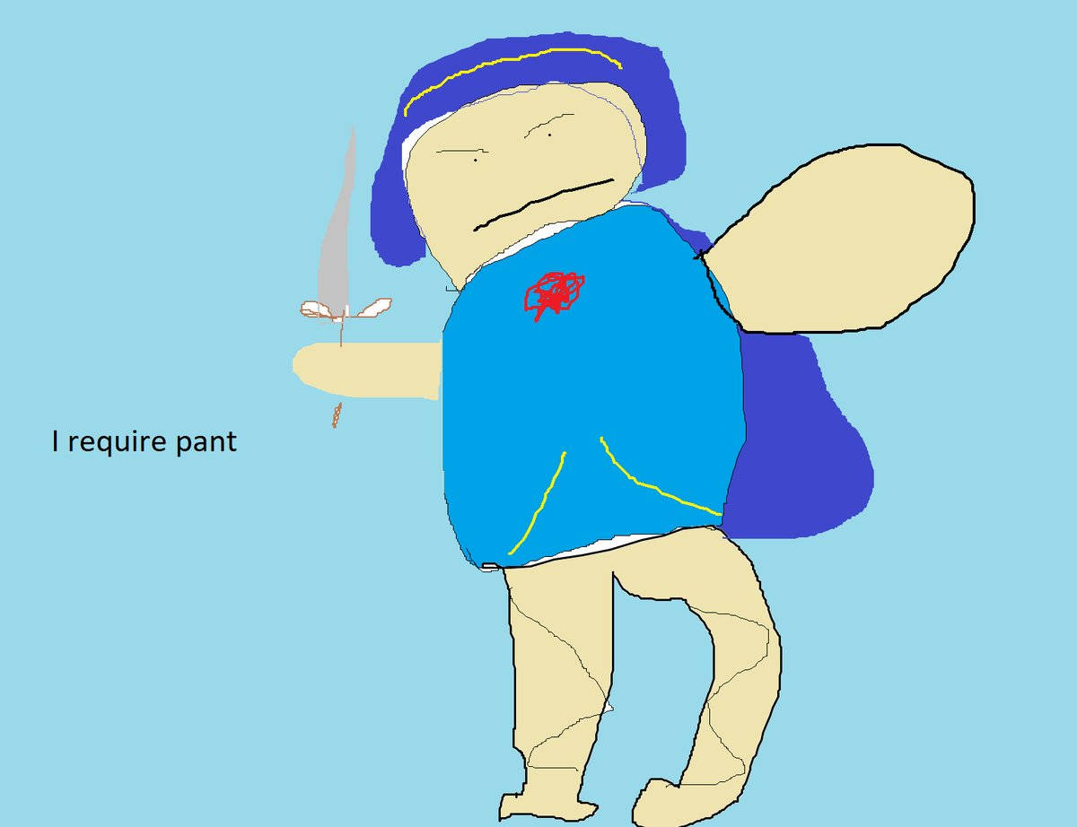 Warrior, blue hair, blue shirt, SD Desktop Wallpaper