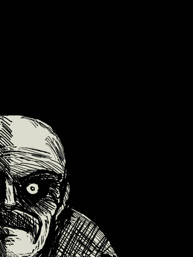 Meme Phone, black and white illustration, bald, SD Phone Wallpaper