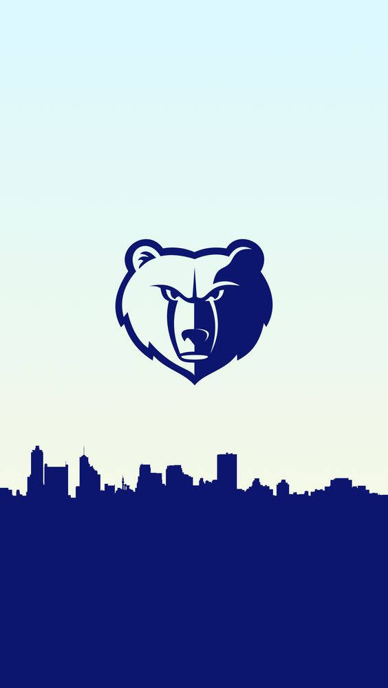 Memphis Grizzlies, blue bear head logo, city skyline, SD Phone Wallpaper