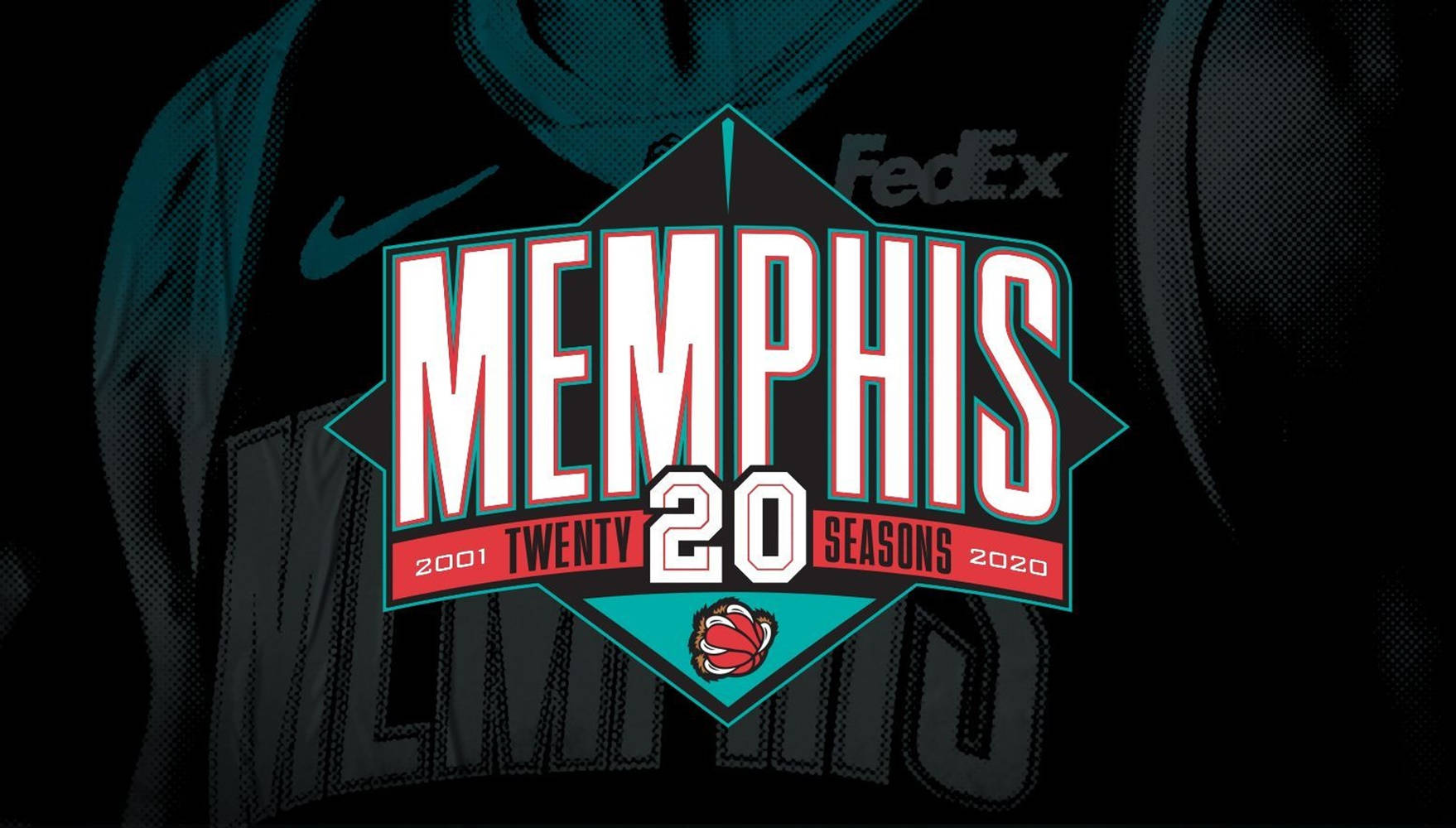 Memphis Grizzlies, 2020 logo, teal and red accents, HD Desktop Wallpaper