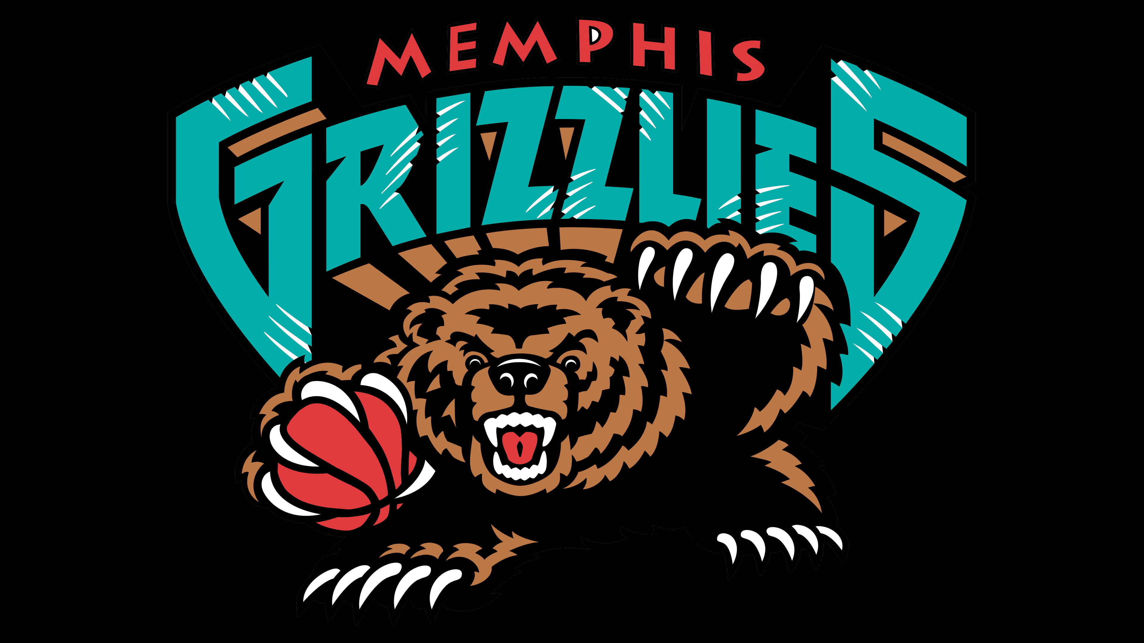 Memphis Grizzlies, brown grizzly bear, red basketball, 4K Desktop Wallpaper