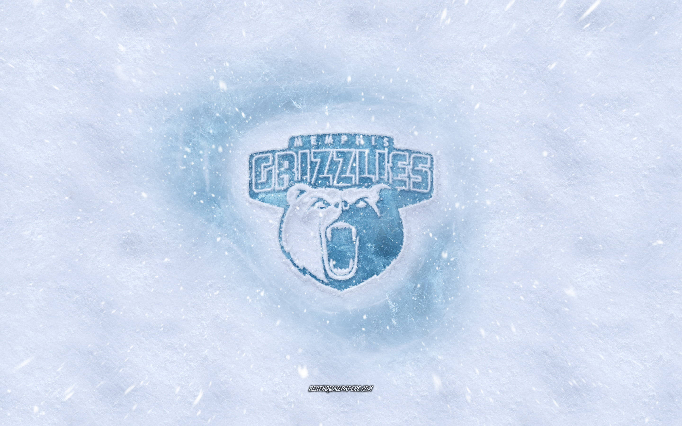 Memphis Grizzlies Logo, snow, falling flakes, 2K Desktop Wallpaper