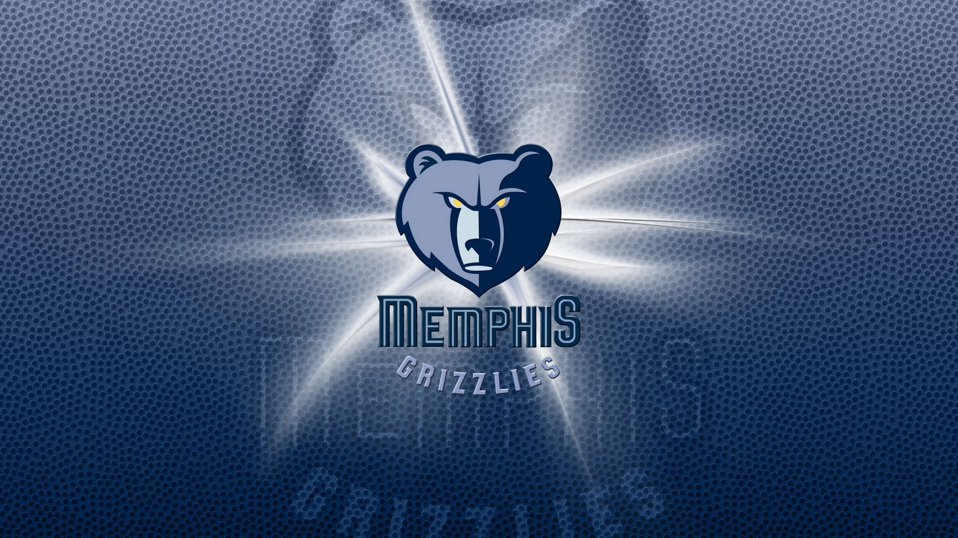 Memphis Grizzlies Logo, radiant light, textured blue basketball background, Full HD Desktop Wallpaper