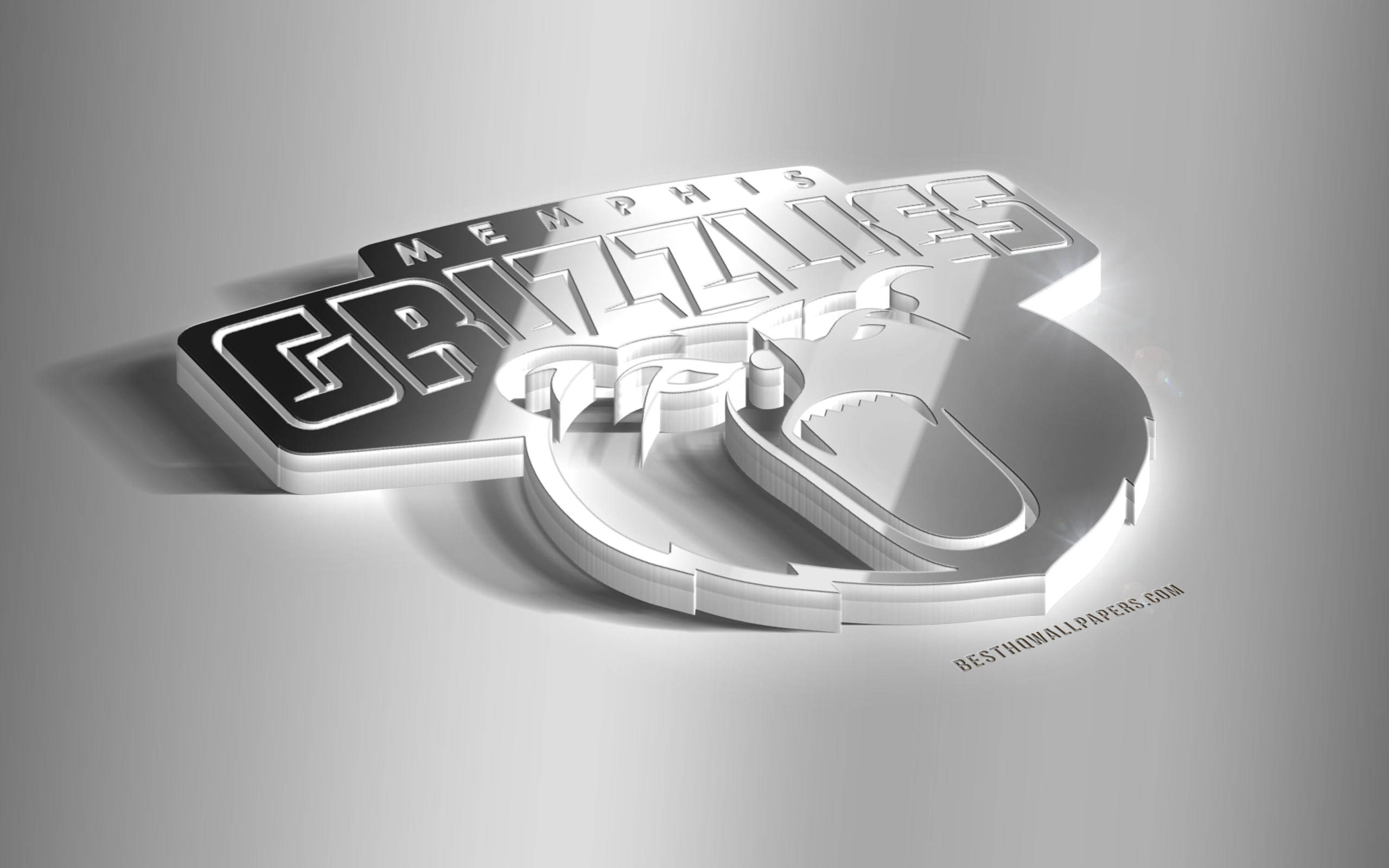 Memphis Grizzlies Logo, 3D, metallic highlights, 2K Desktop Wallpaper