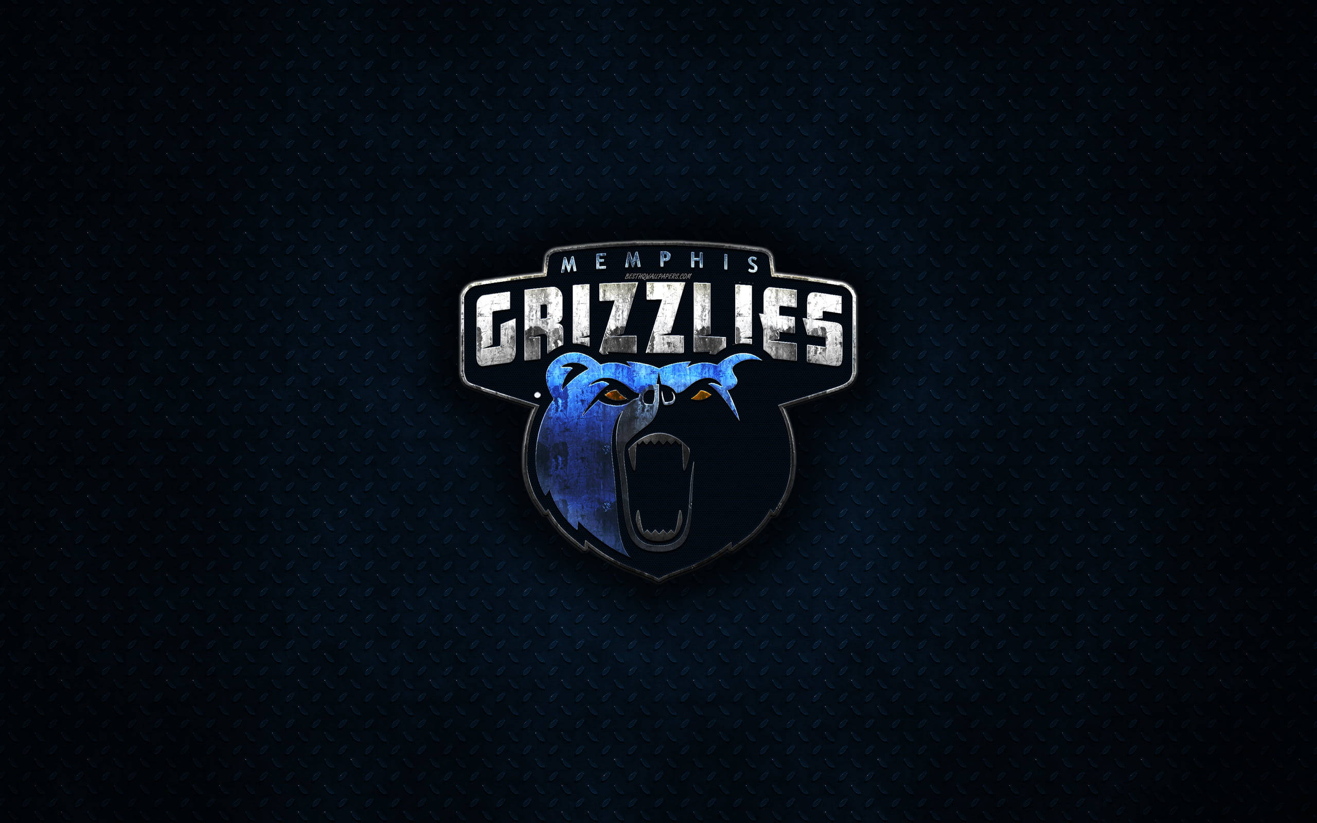 Memphis Grizzlies, 3D grizzly bear, roaring blue bear head, 2K Desktop Wallpaper