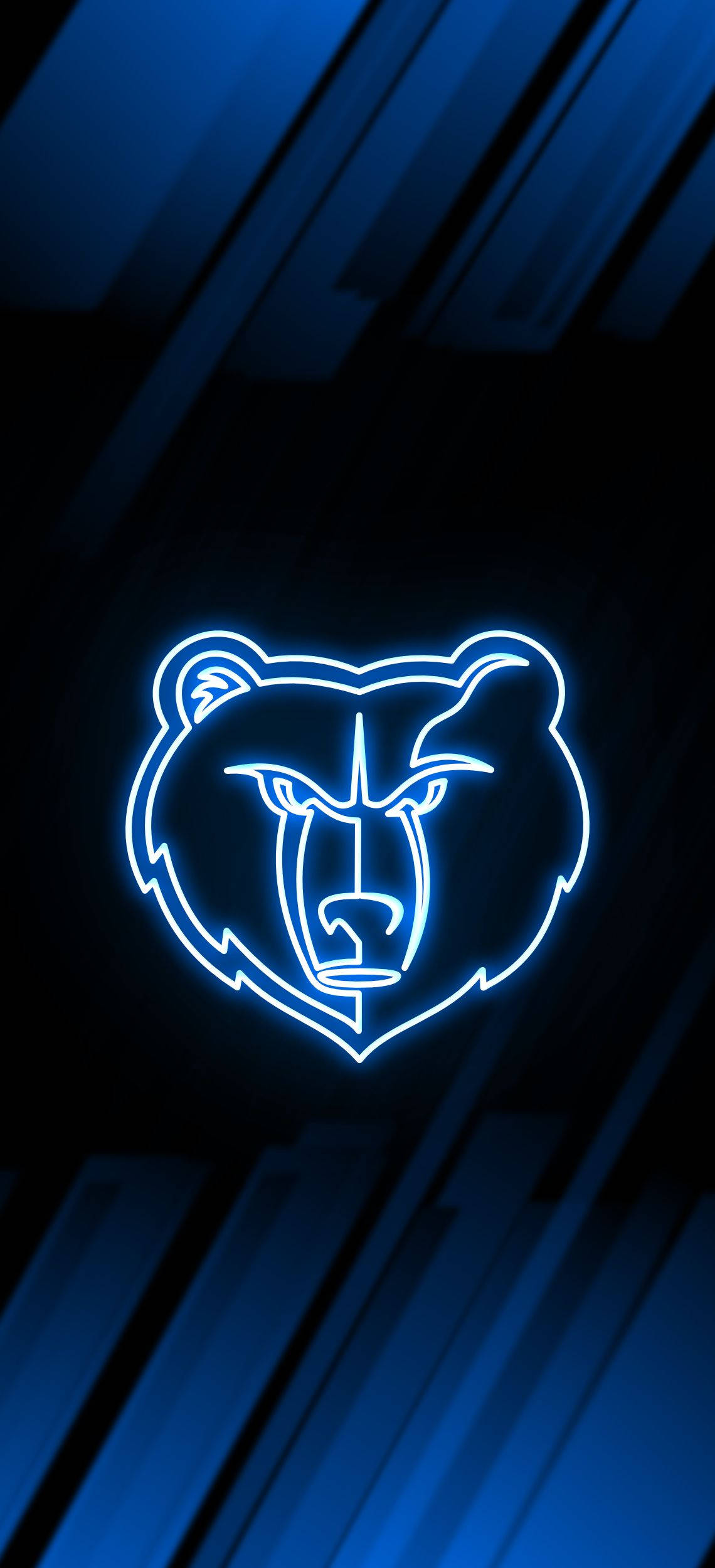 Memphis Grizzlies, neon blue, bear head logo, Full HD Phone Wallpaper