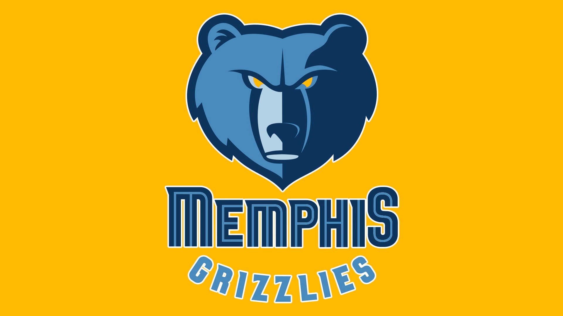 Memphis Grizzlies, yellow, blue grizzly bear logo, Full HD Desktop Wallpaper