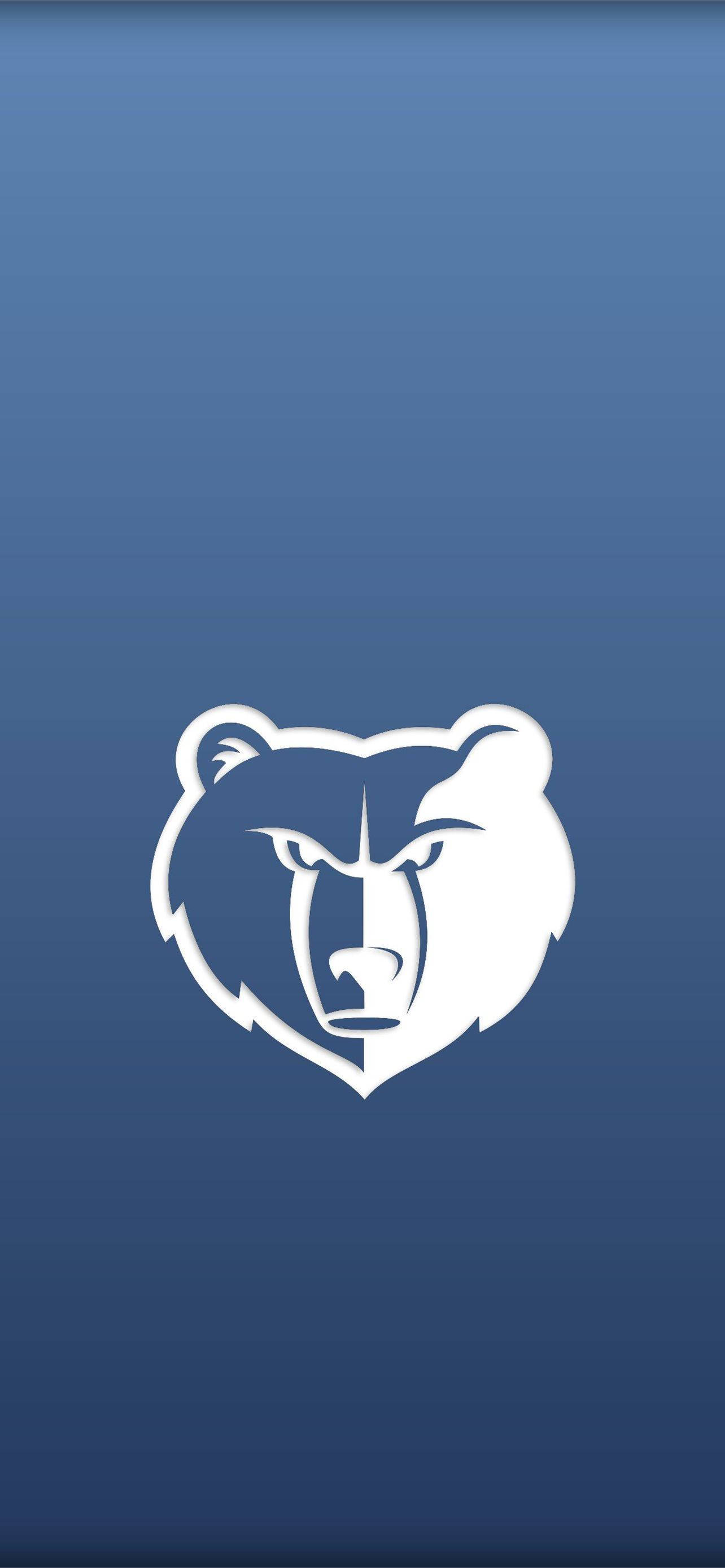 Memphis Grizzlies, white bear head logo, gradient blue background, 2K Phone Wallpaper