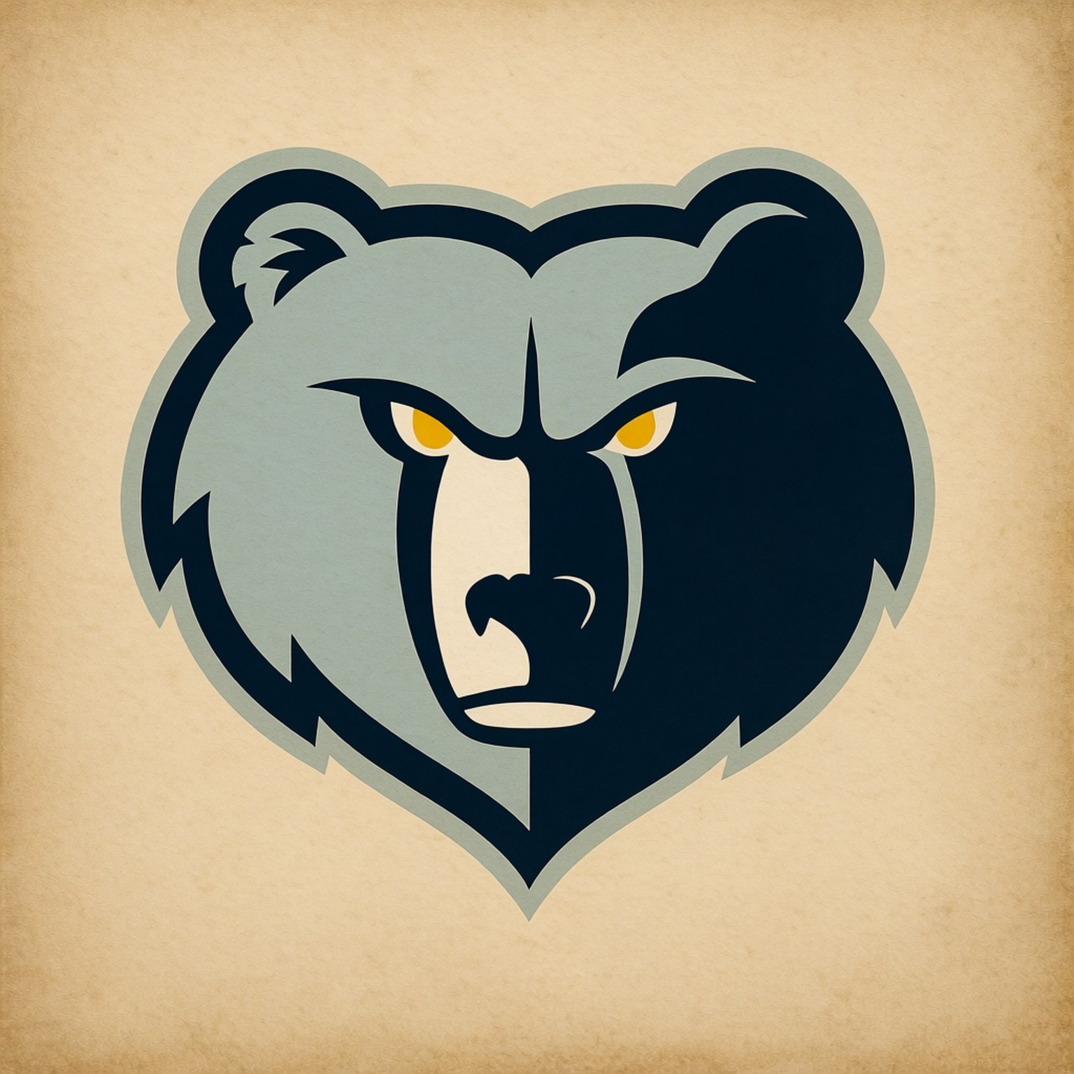 vintage grizzlies logo, bear head logo, yellow eyes, HD Desktop Wallpaper