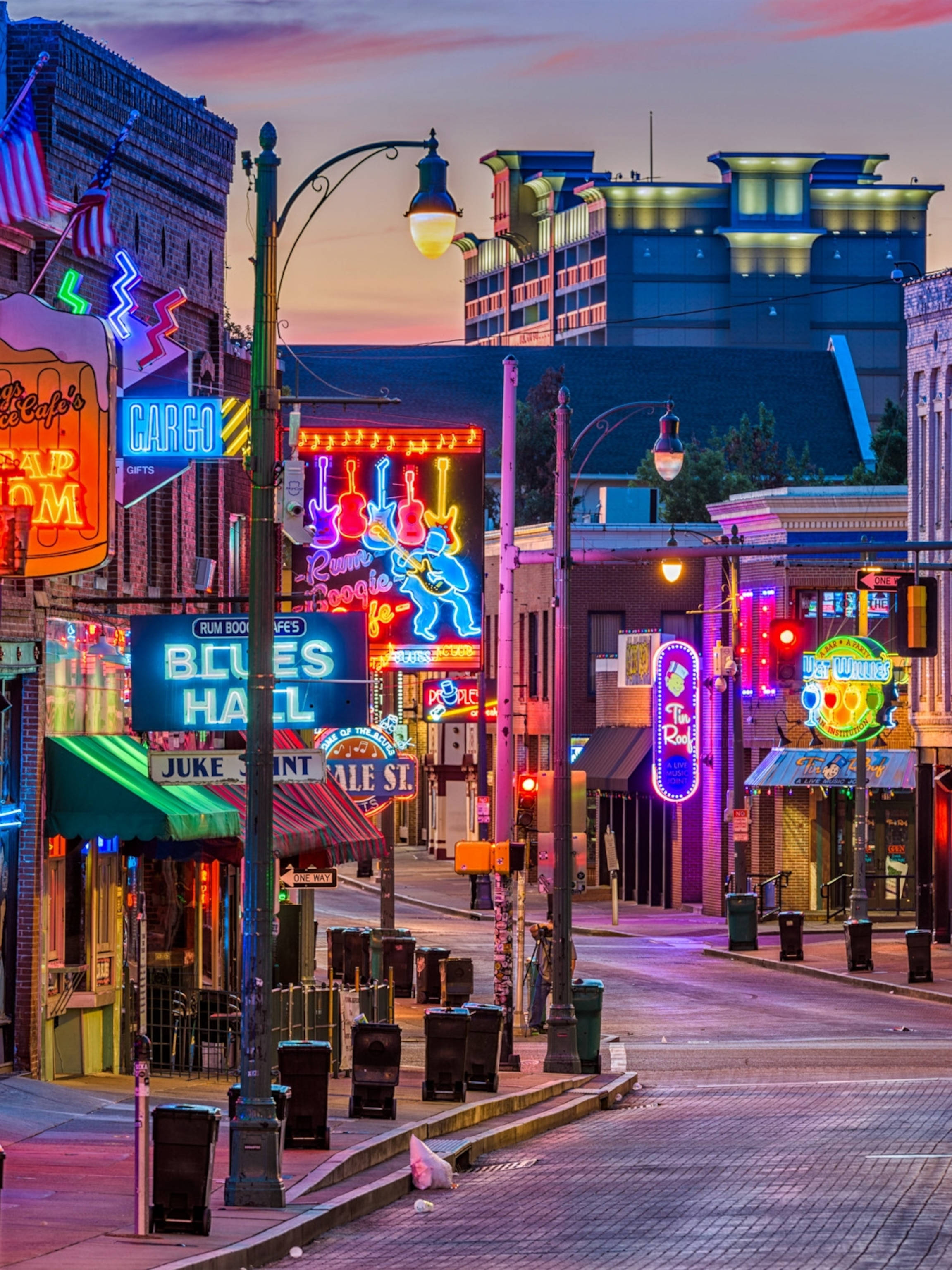 Memphis, twilight, downtown district, 2K Phone Wallpaper