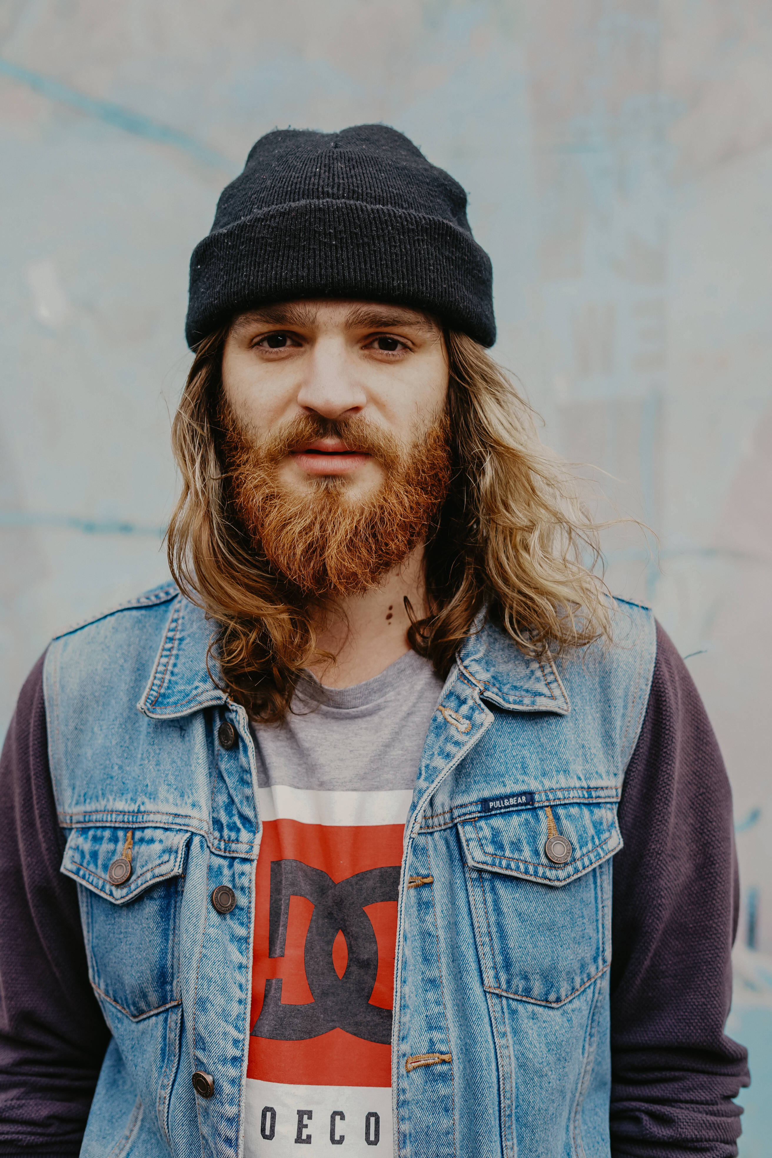 blonde beard, long hair, black beanie, 4K Phone Wallpaper