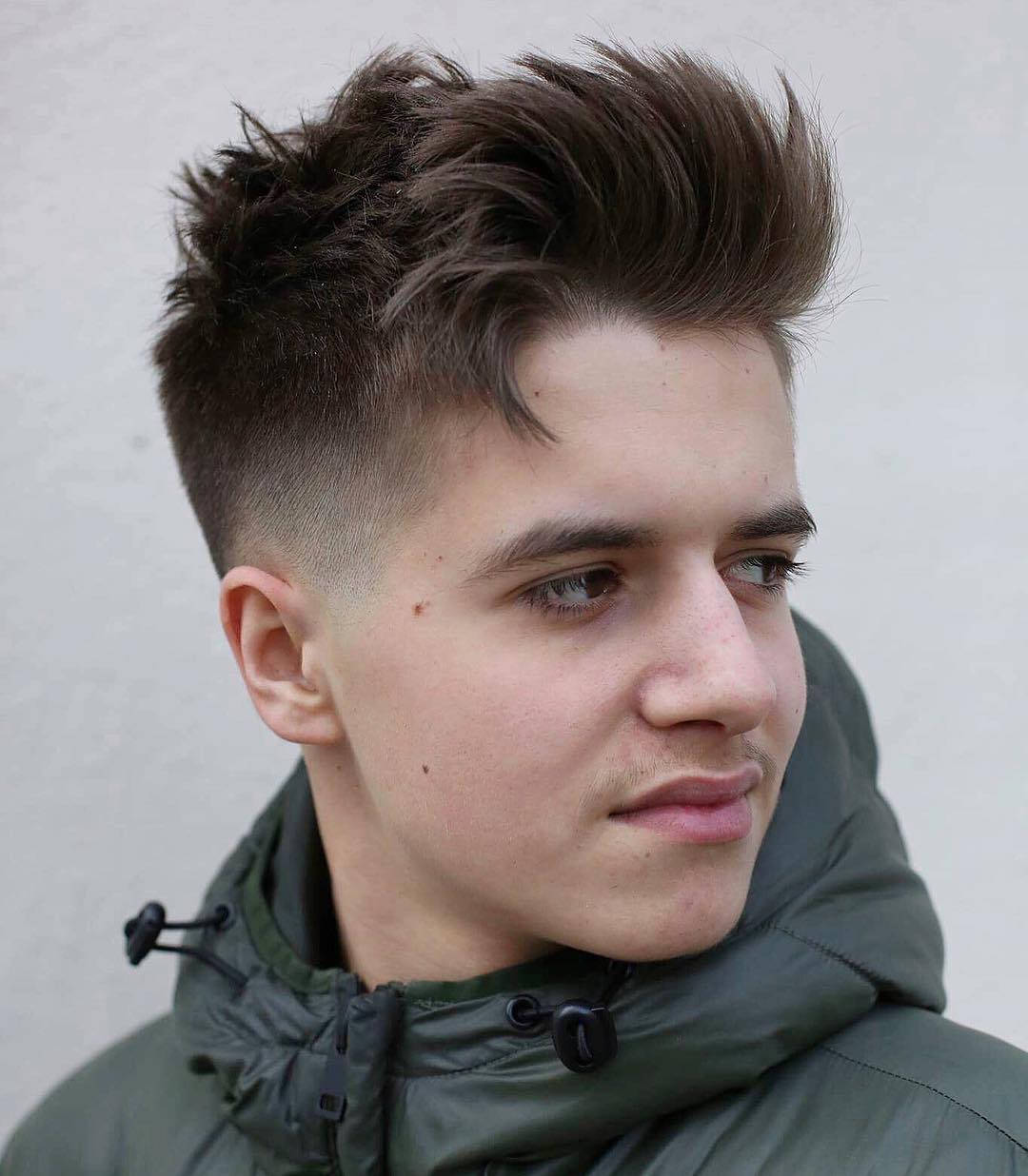 messy straight men hair style, spiked hair, green jacket, SD Phone Wallpaper