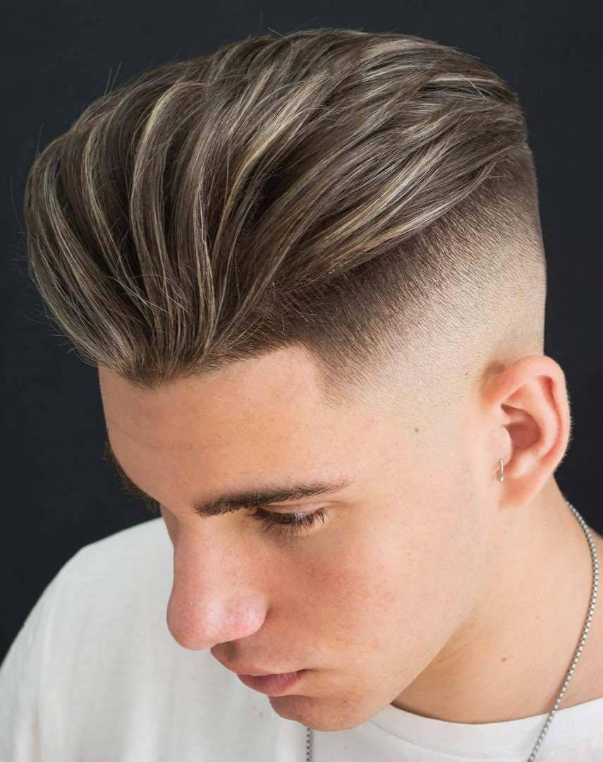 disconnected pompadour, tapered haircut, blonde highlights, SD Phone Wallpaper