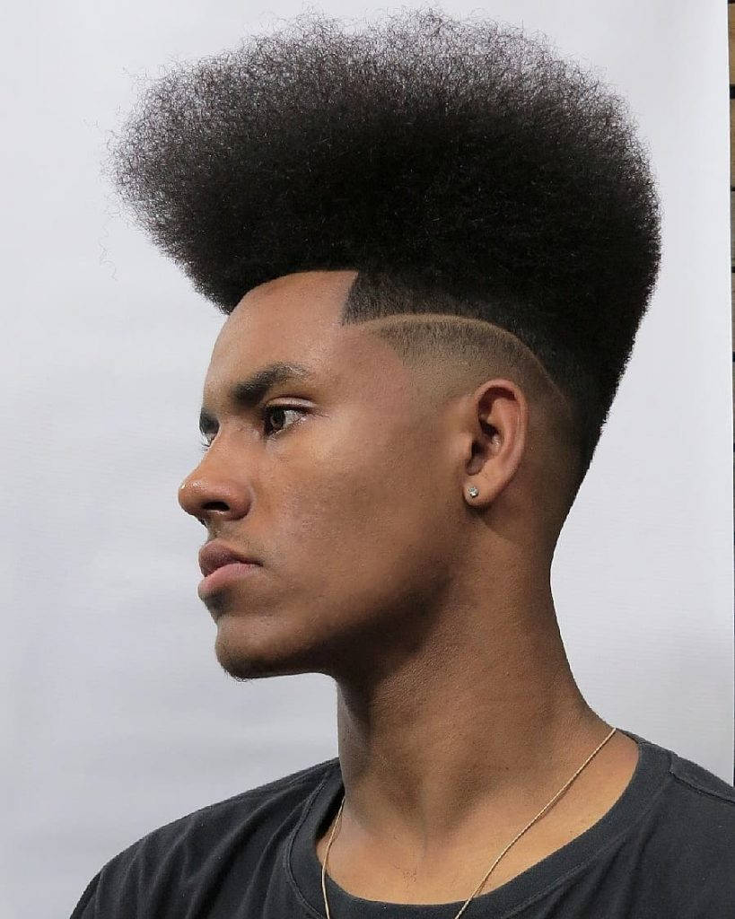 high top afro haircut, shaved sides, young man, SD Phone Wallpaper