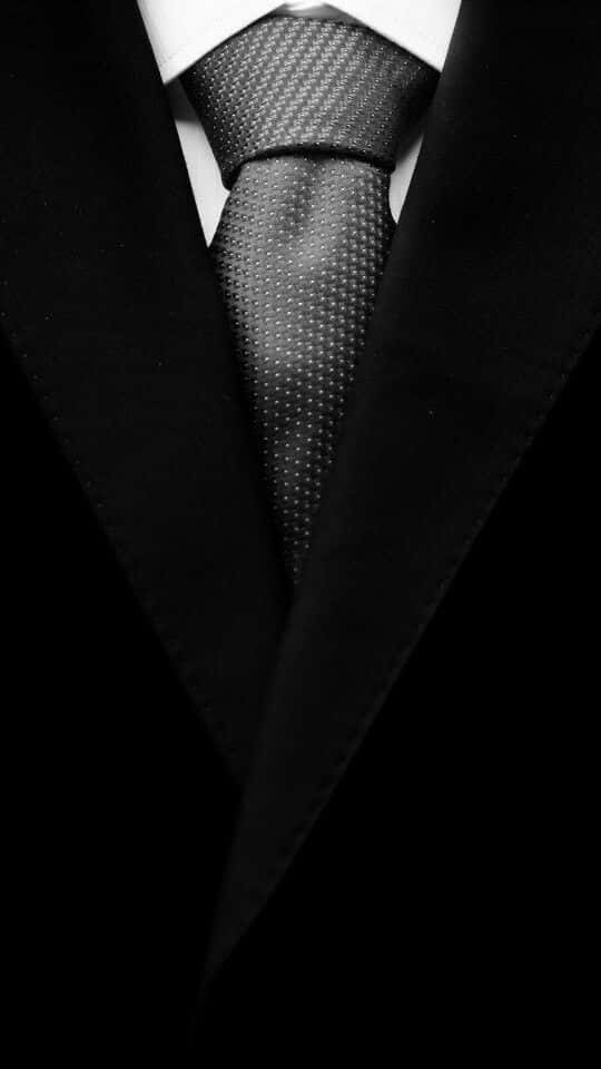 black suit, polka dots necktie, textured tie, SD Phone Wallpaper