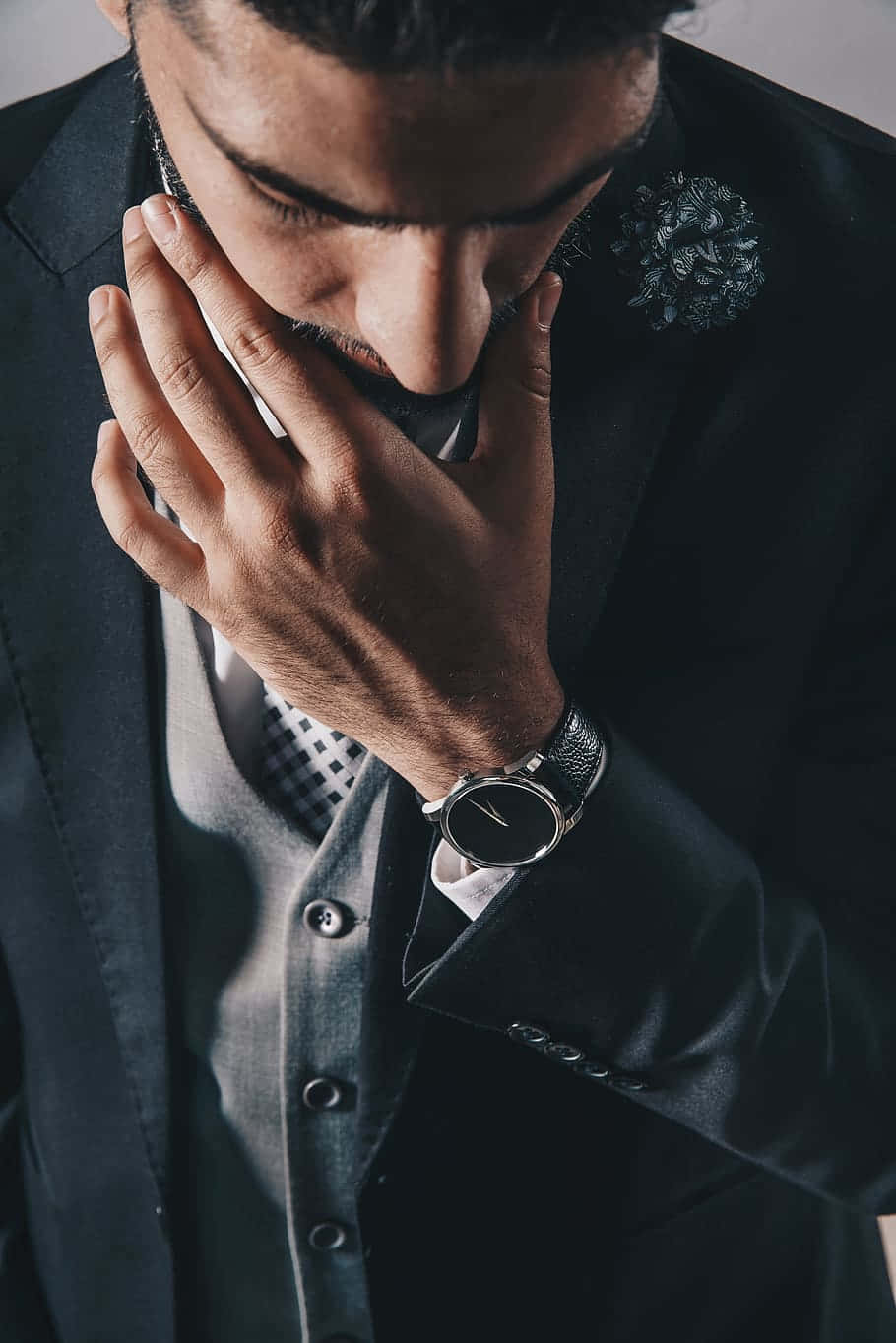 dark blue, gray, men suit, HD Phone Wallpaper