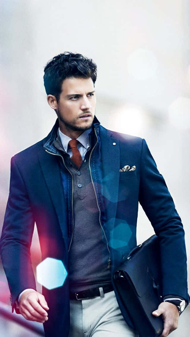 navy blazer, red tie, briefcase, SD Phone Wallpaper