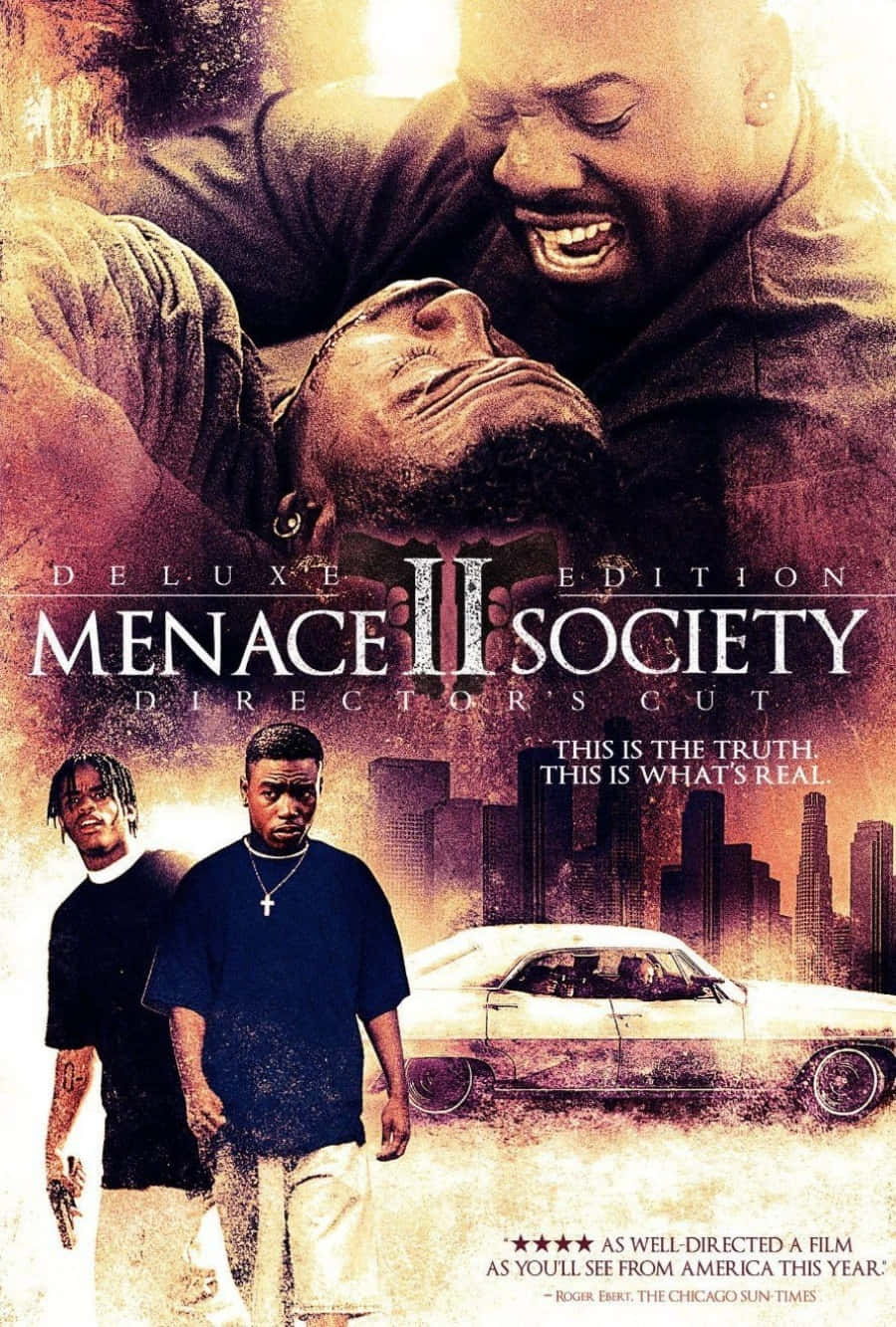 Menace Ii Society, vintage car, city skyline, HD Phone Wallpaper