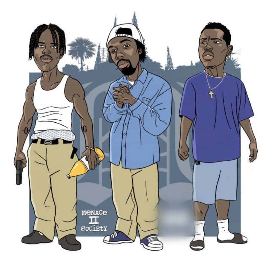 Menace Ii Society, caricature art, urban streetwear, SD Desktop Wallpaper