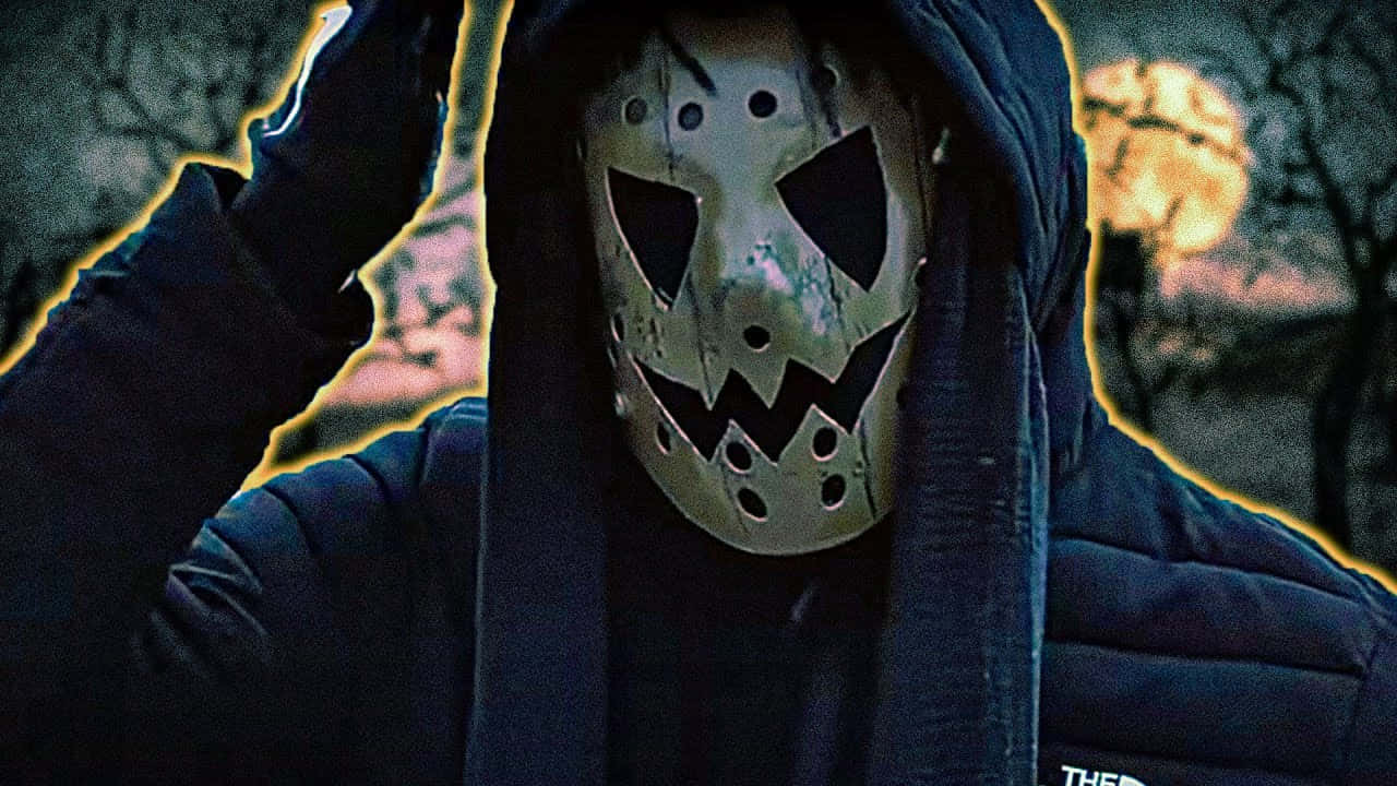 jagged jack-o-lantern mask, dark hoodie, spooky twilight, HD Desktop Wallpaper