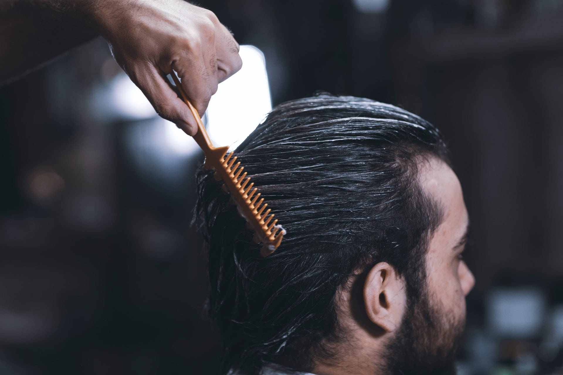 mens haircut, barber, wet dark hair, Full HD Desktop Wallpaper