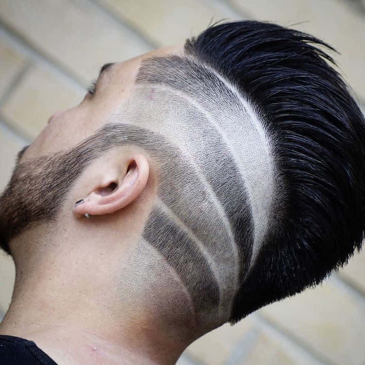 geometric fade haircut, sharp striped patterns, textured beard, SD Desktop Wallpaper