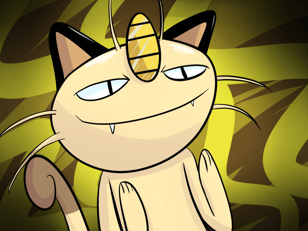 Meowth, yellow horn, fangs, SD Desktop Wallpaper