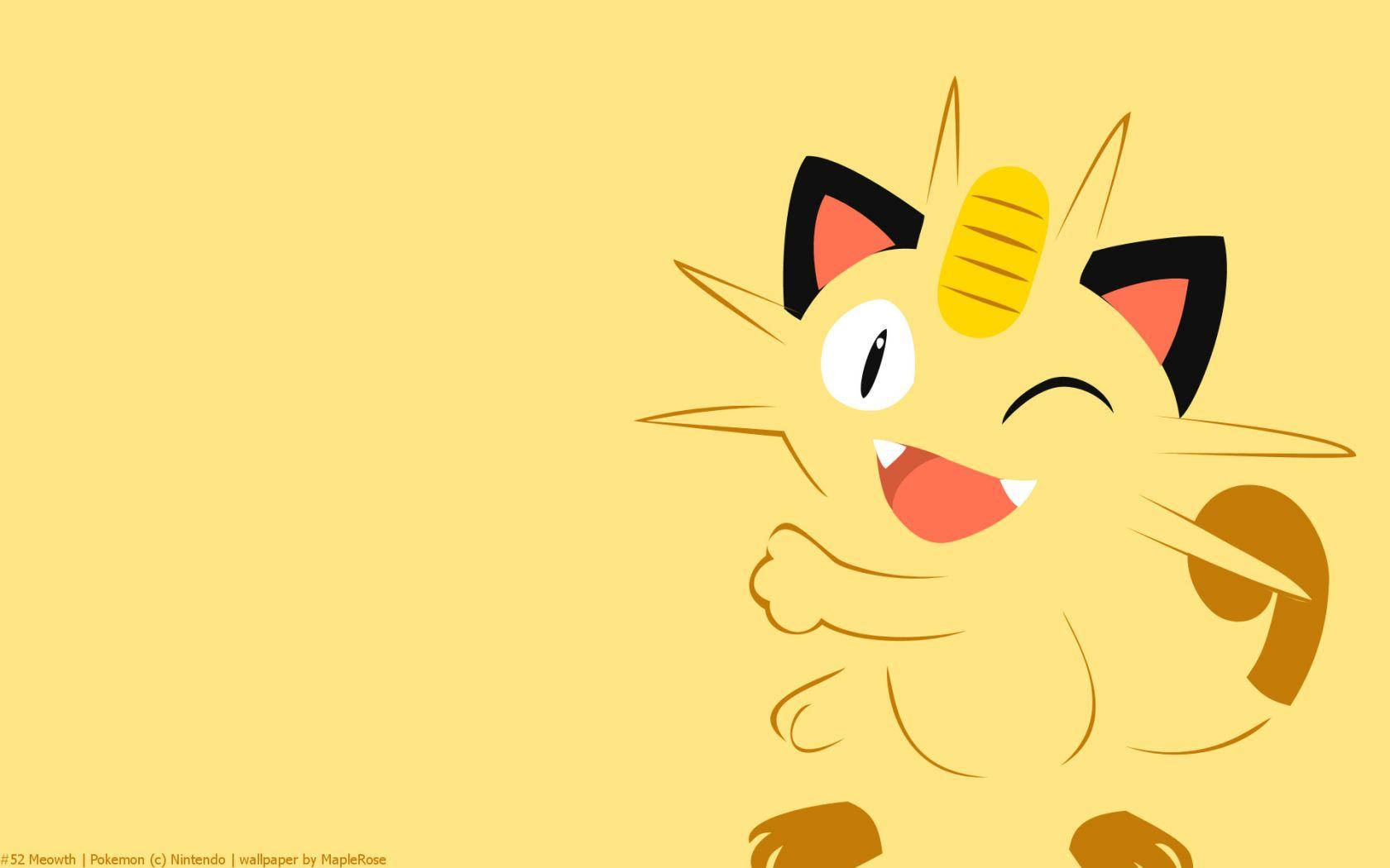 Meowth, minimalist, winking, HD Desktop Wallpaper