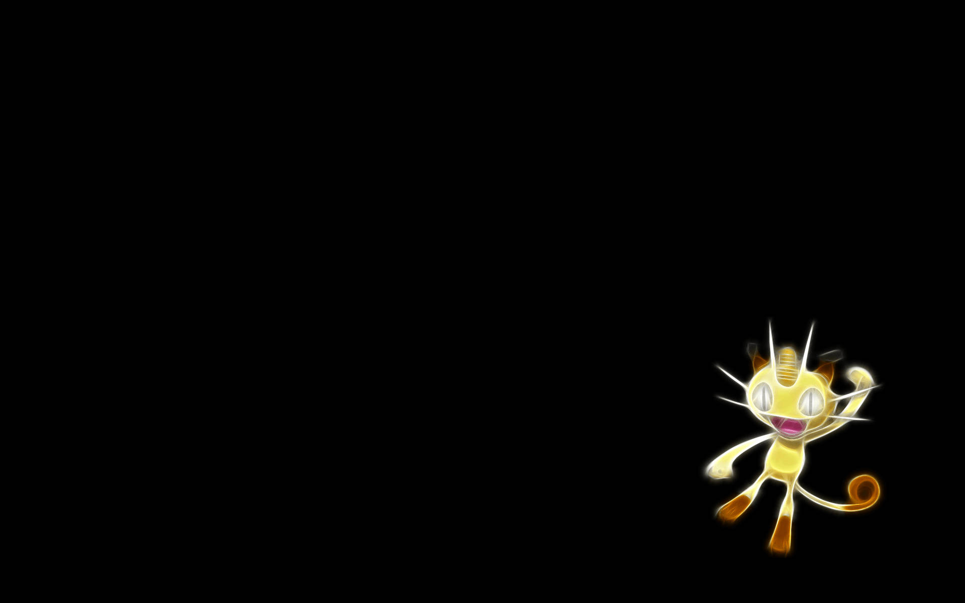 Meowth, glowing yellow, sparkles, Full HD Desktop Wallpaper