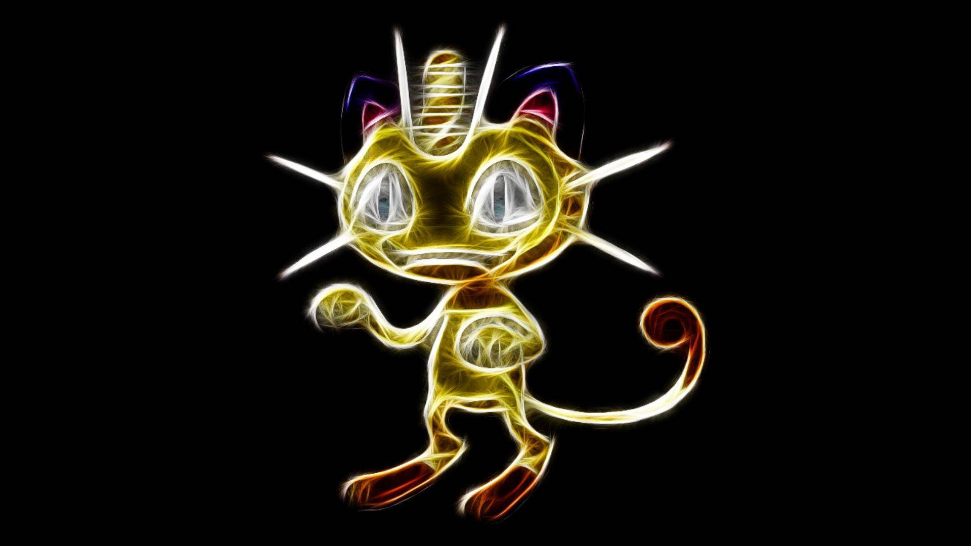 Meowth, neon yellow, glowing, Full HD Desktop Wallpaper