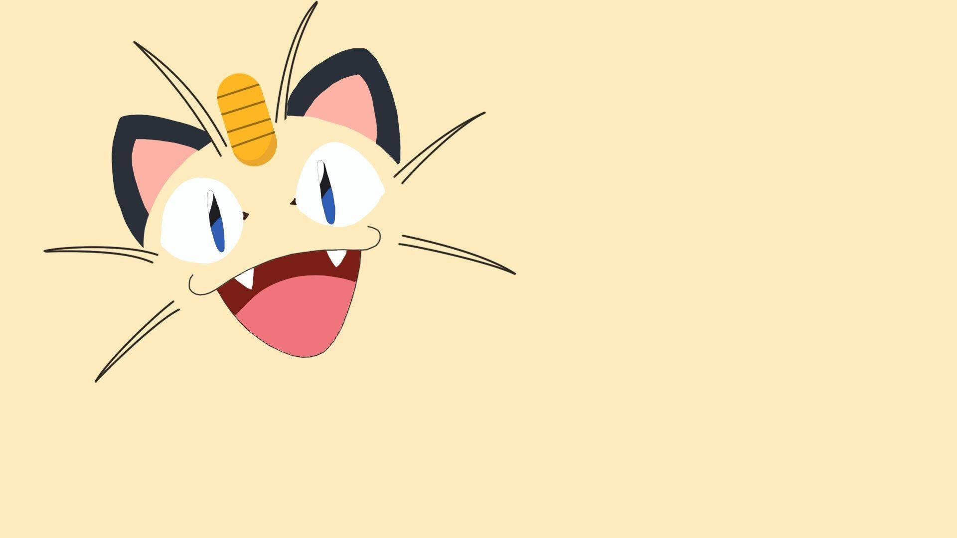 Meowth, cream backdrop, yellow horn, Full HD Desktop Wallpaper