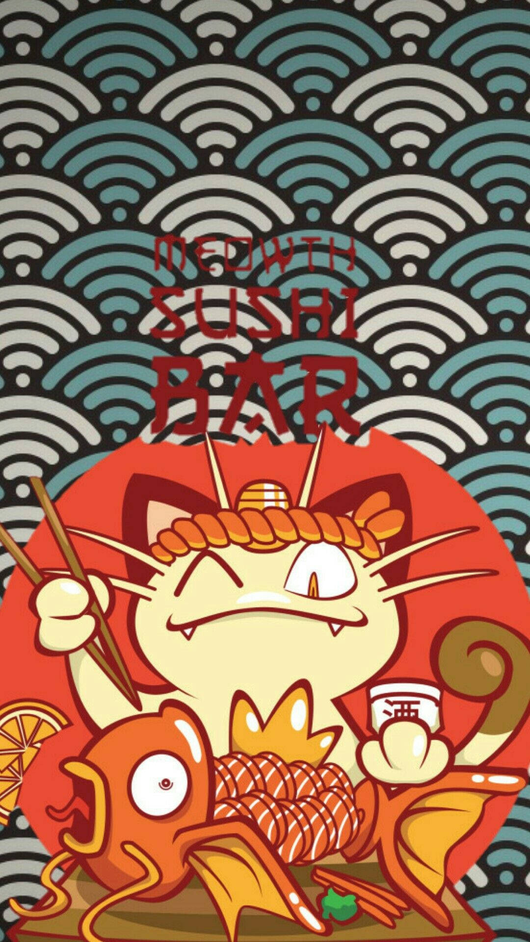 Meowth, cat chef, red circle, Full HD Phone Wallpaper