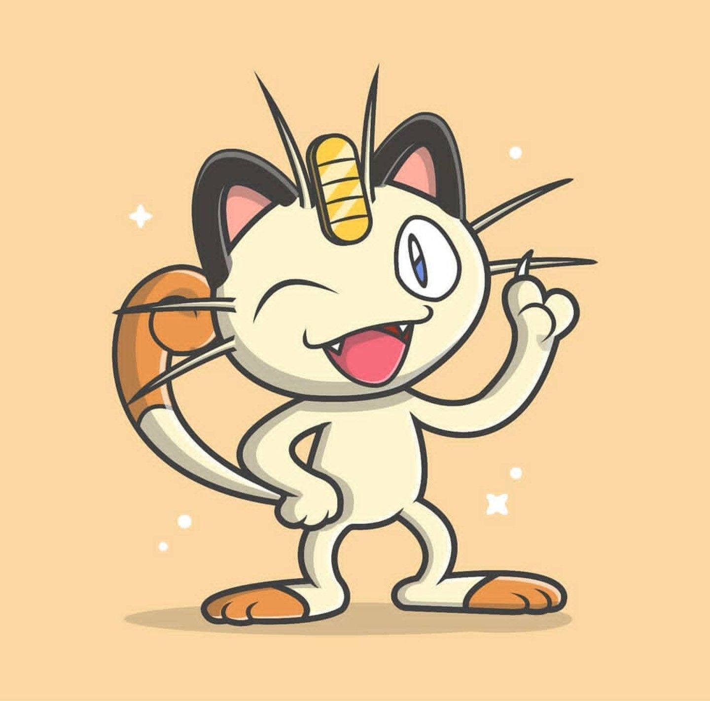 Meowth, yellow horn, winking, HD Desktop Wallpaper