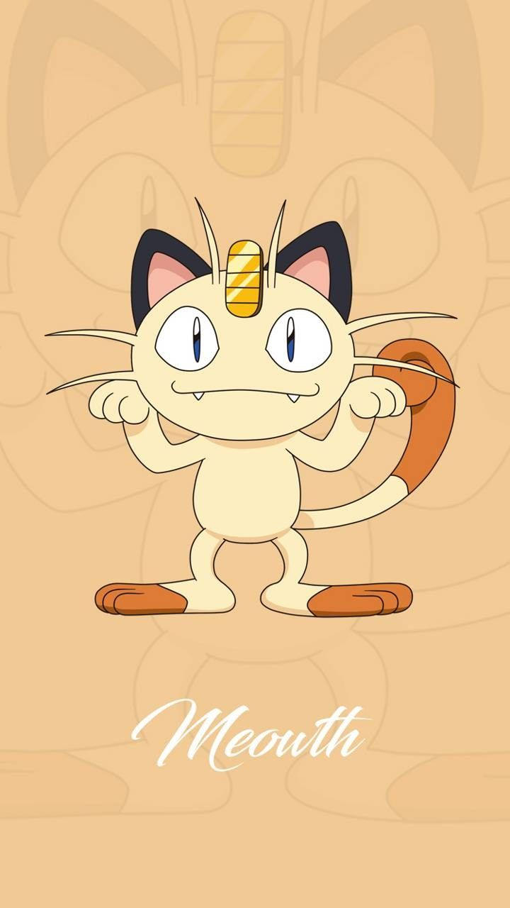 Meowth, cartoon Meowth, tan backdrop, HD Phone Wallpaper