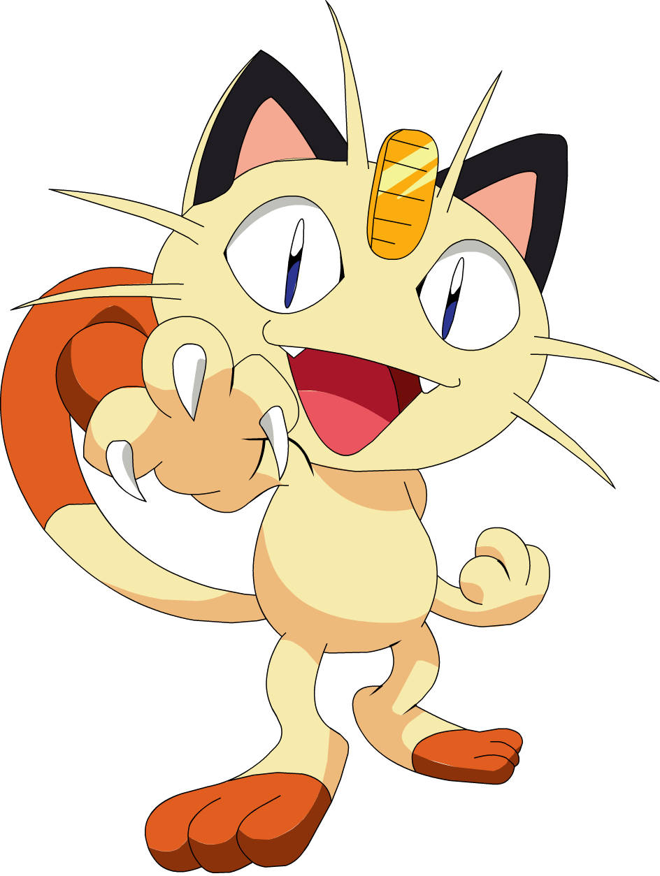 Meowth, anime, orange markings, SD Phone Wallpaper