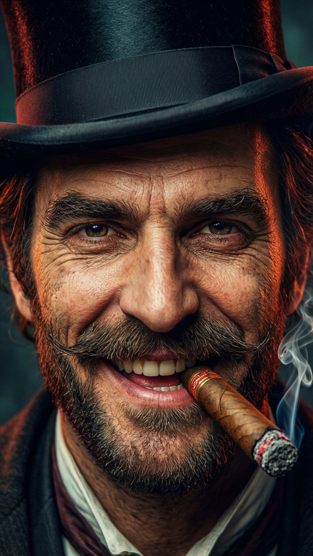 Mephisto Pheles, cigar, top hat, Full HD Phone Wallpaper