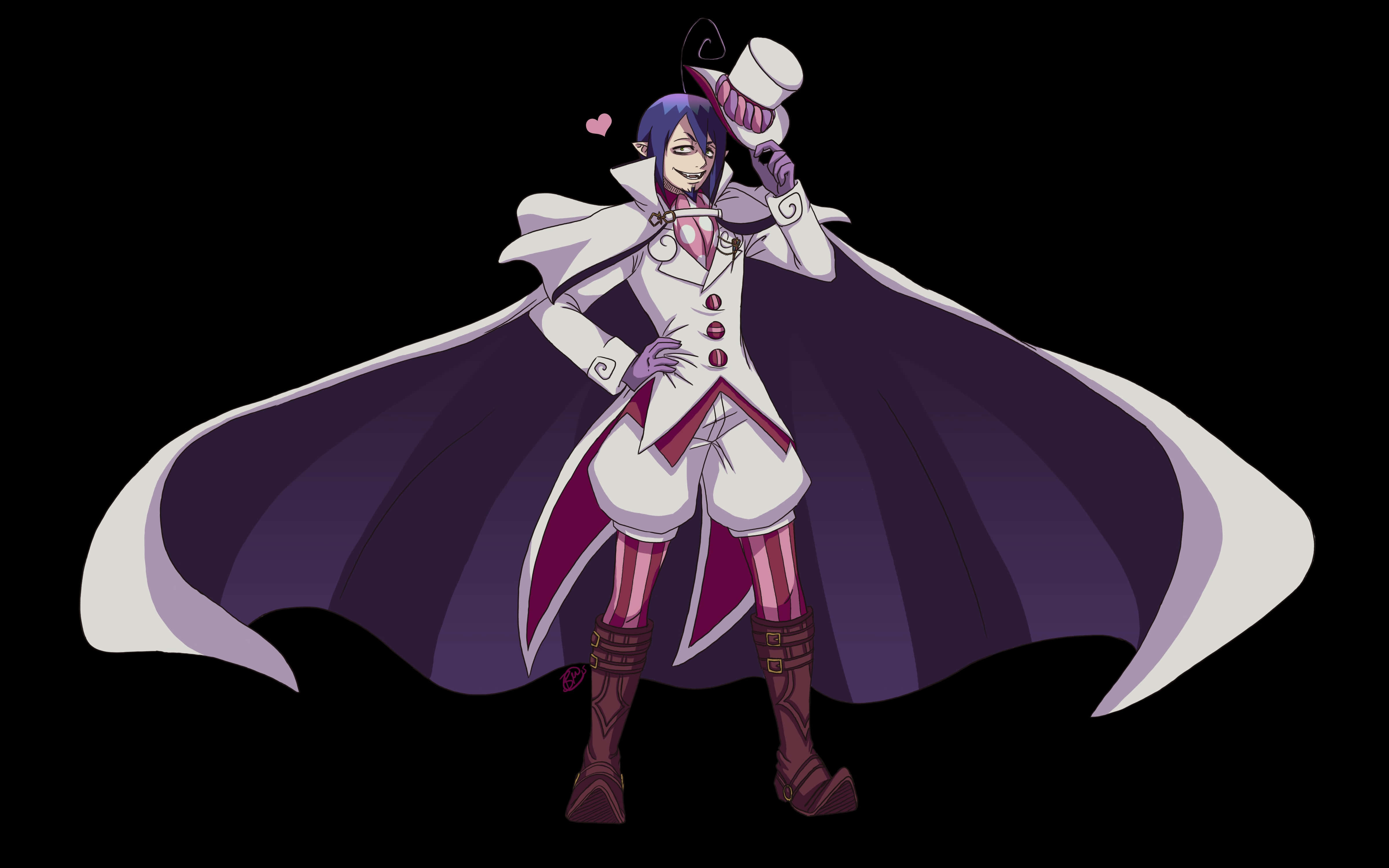 Mephisto Pheles, white and purple coat, top hat, 4K Desktop Wallpaper