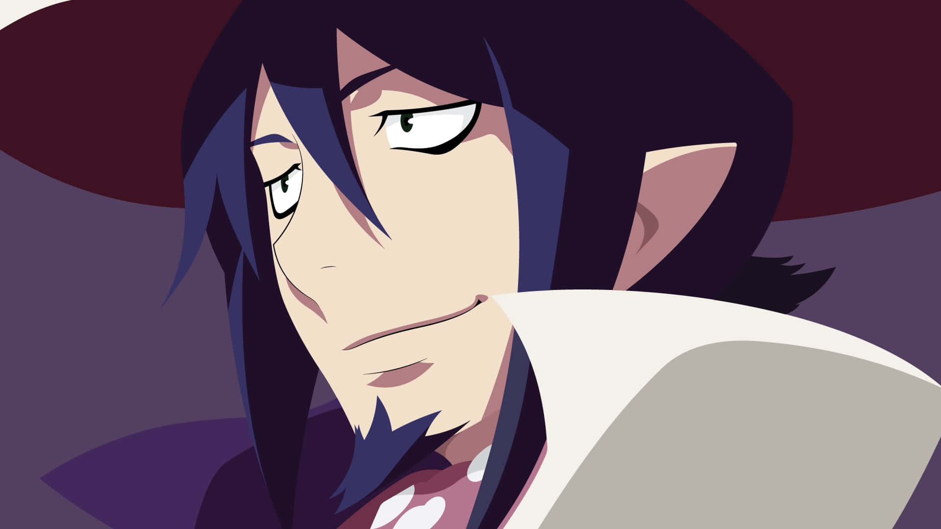Mephisto Pheles, dark purple hair, pointed ears, Full HD Desktop Wallpaper
