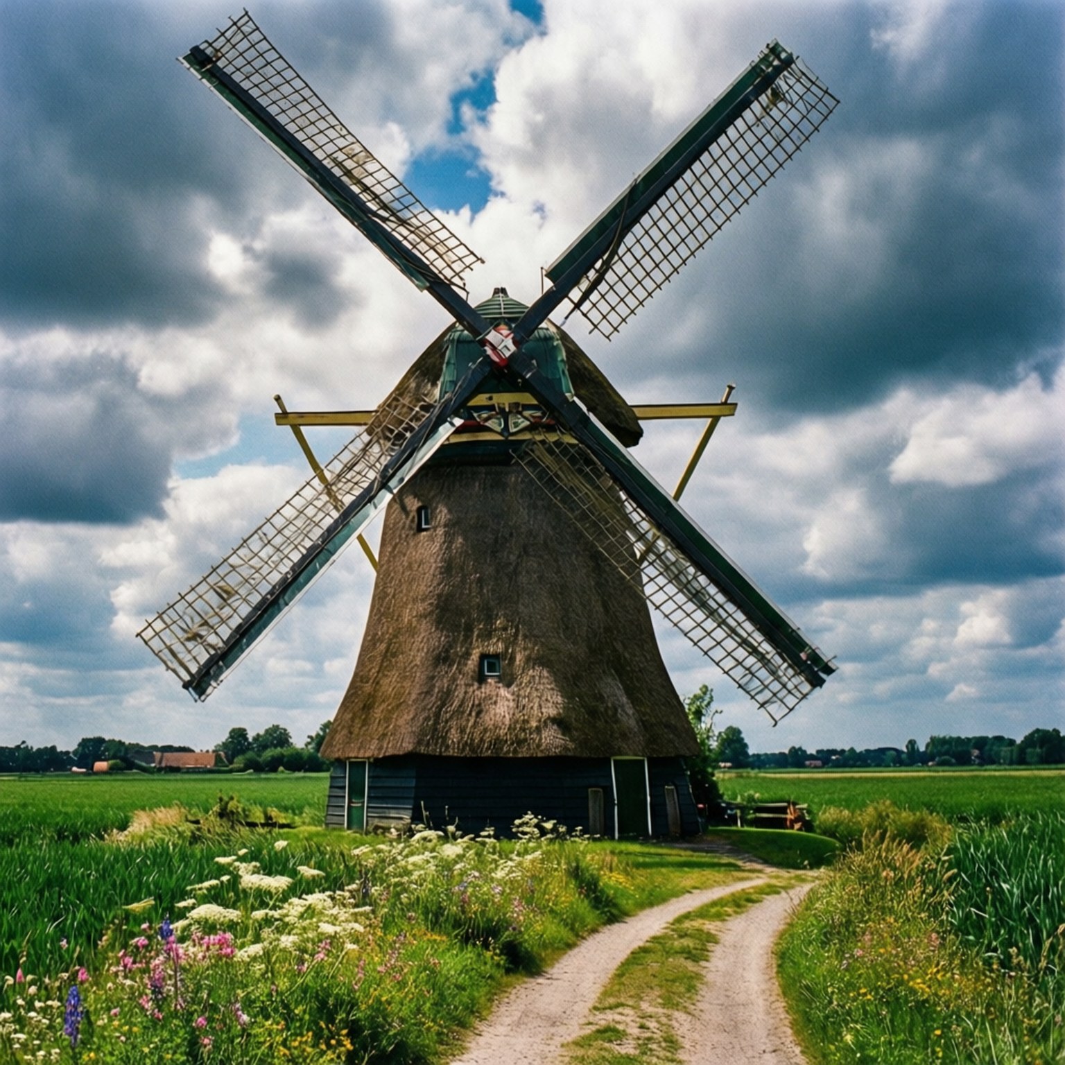 windmill, Meppel, fields, HD Desktop Wallpaper