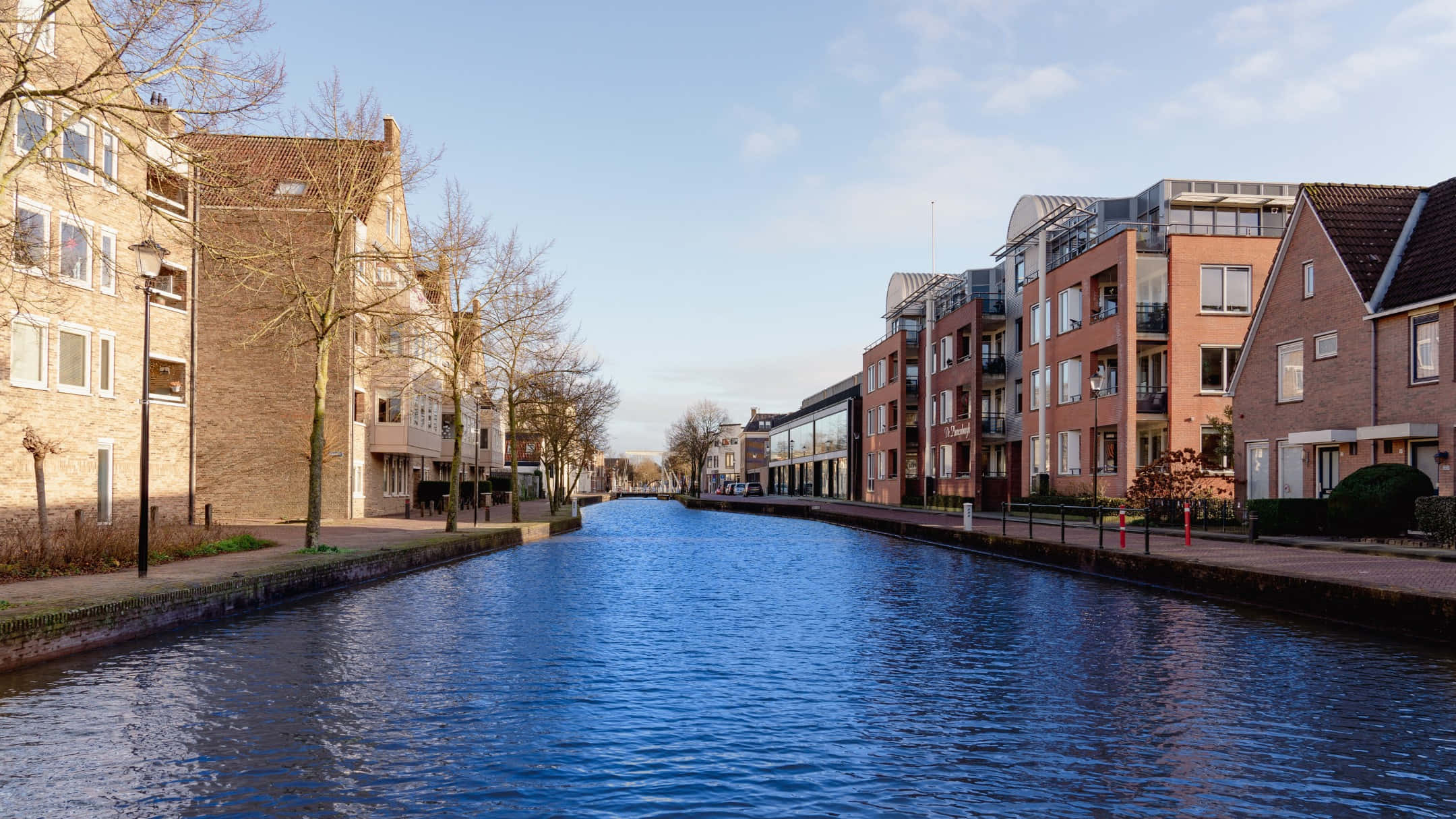 Meppel, canal, brick buildings, Full HD Desktop Wallpaper