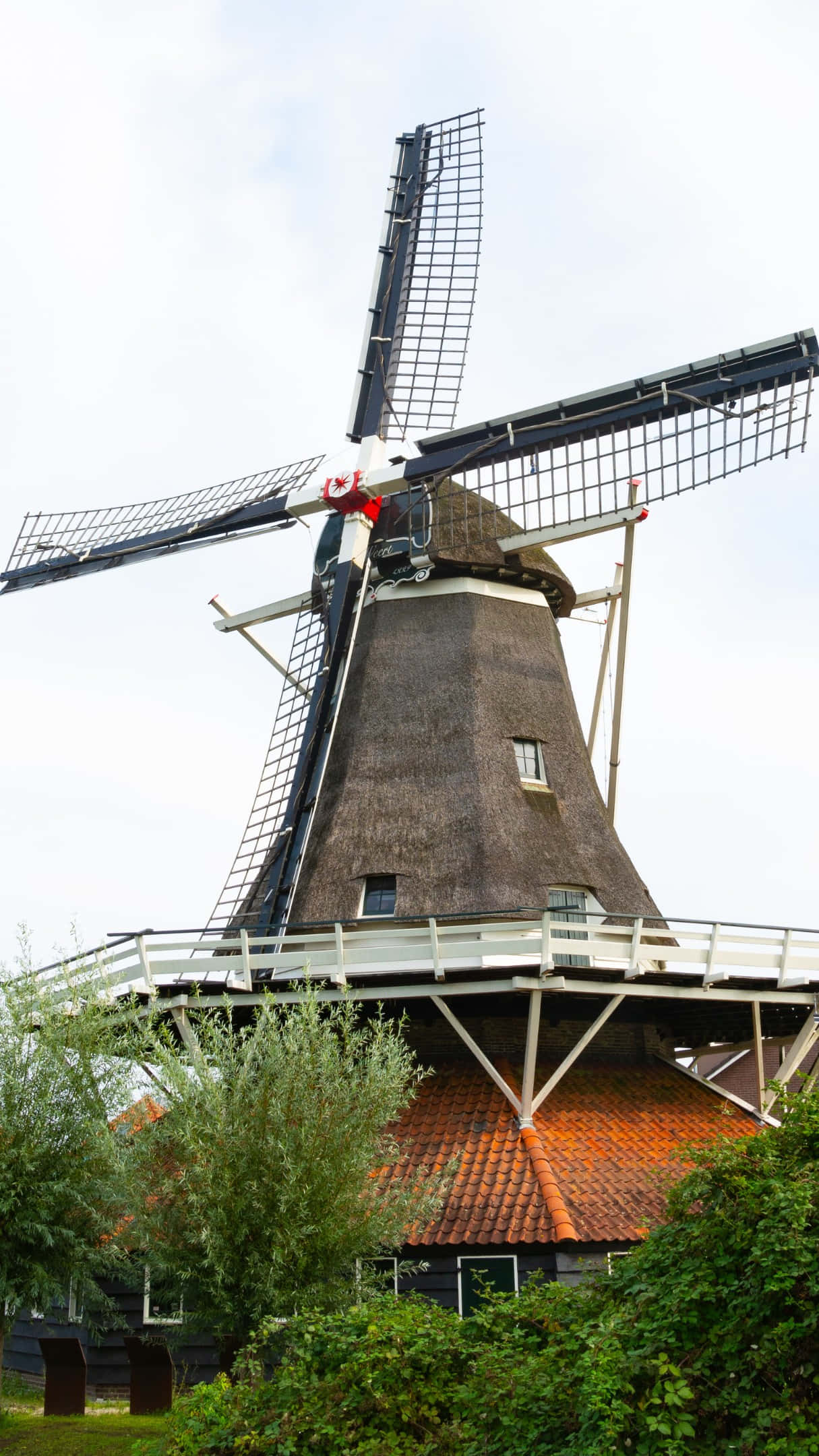 Meppel, windmill, thatched roof, Full HD Phone Wallpaper