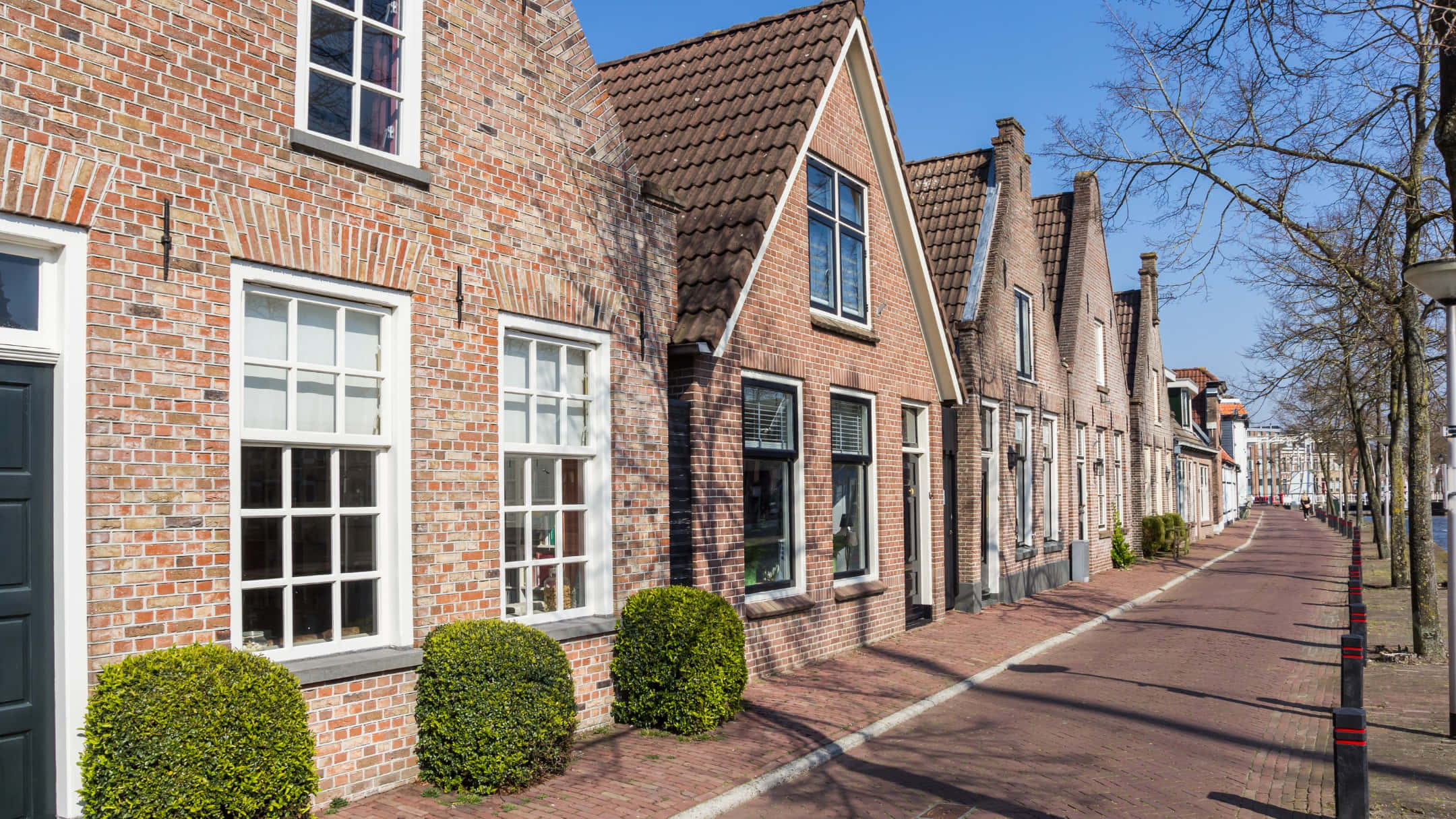 Meppel, traditional Dutch houses, brick houses, Full HD Desktop Wallpaper