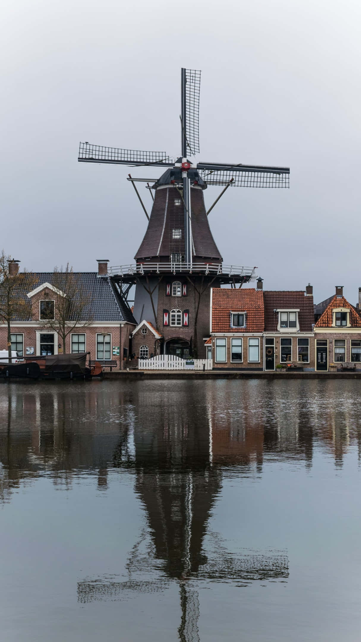 Meppel, windmill, canal, Full HD Phone Wallpaper