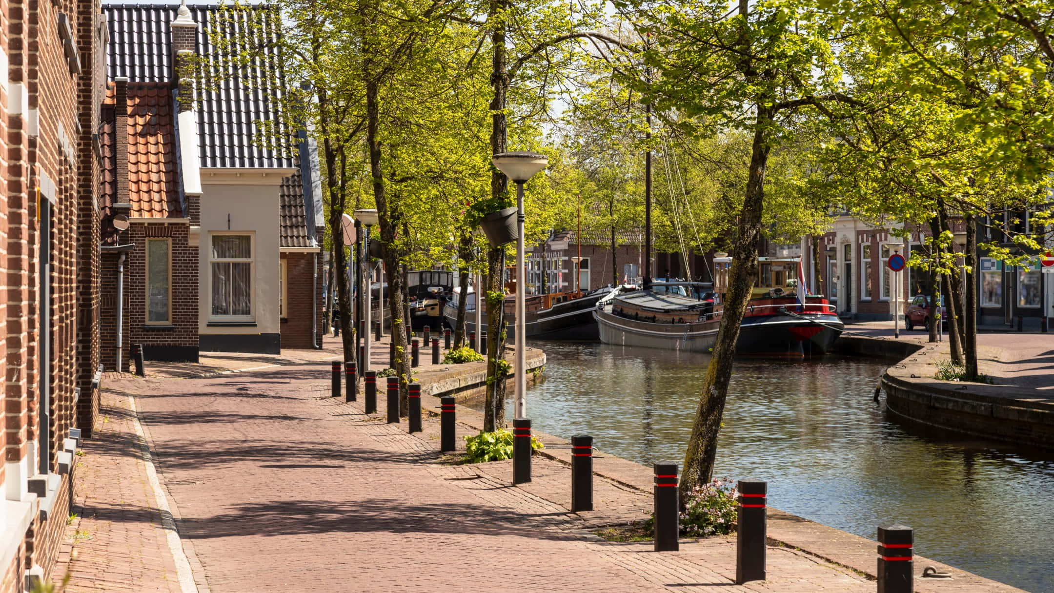 Meppel, canal view, springtime, Full HD Desktop Wallpaper