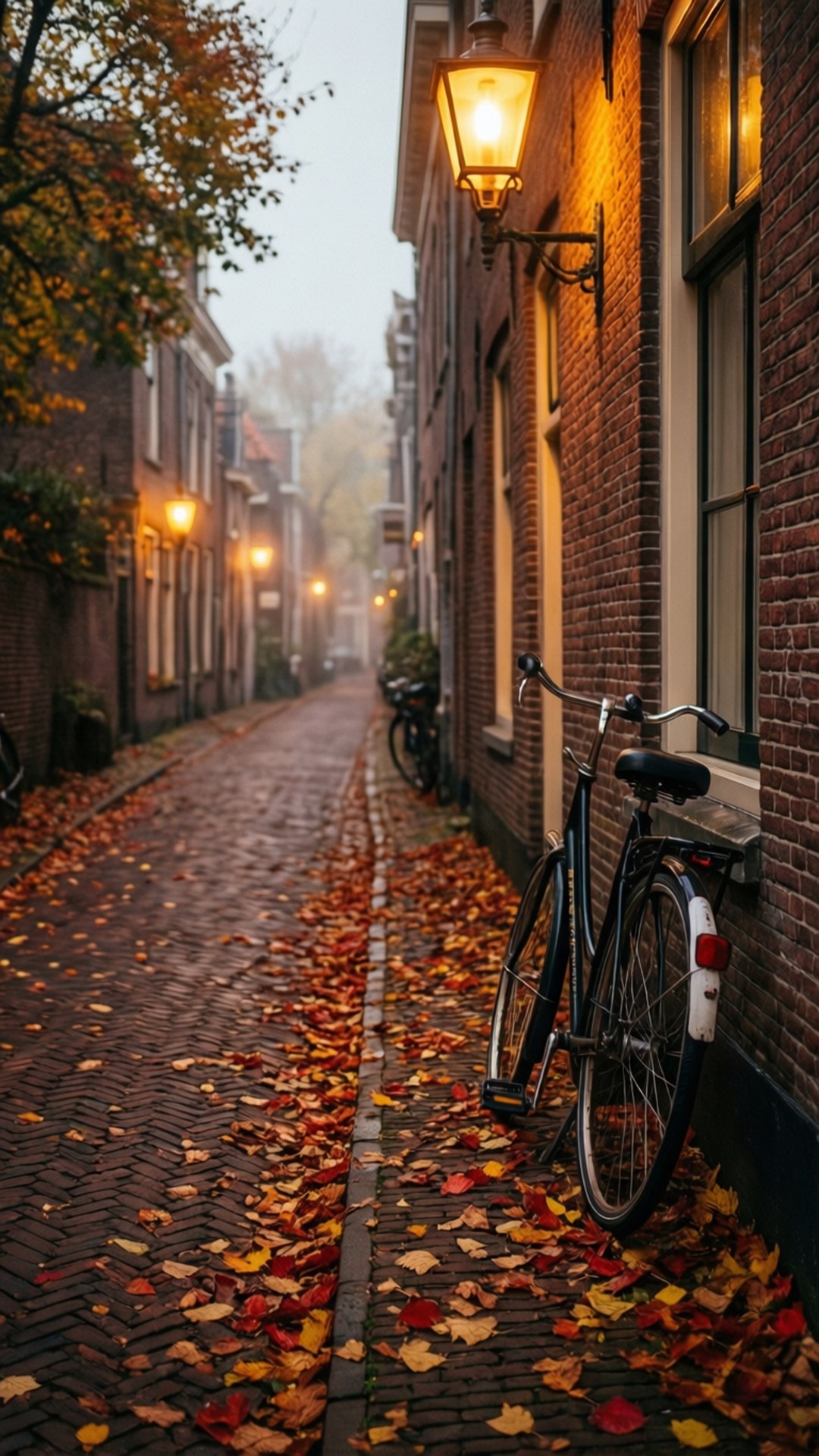 Meppel, autumn alley, leaves, Full HD Phone Wallpaper