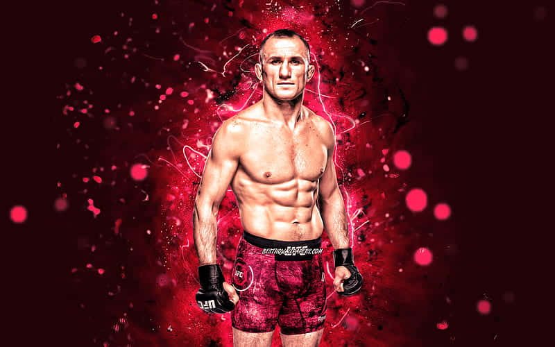 Merab Dvalishvili, red background, red shorts, SD Desktop Wallpaper